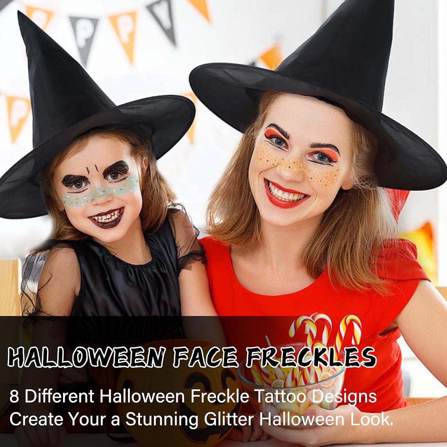 8 Tatuajes Faciales Brillantes Halloween LADDYFOX - Impermeables