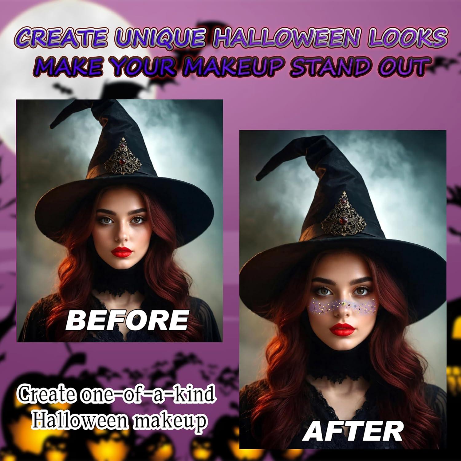 8 Tatuajes Faciales Brillantes Halloween LADDYFOX - Impermeables