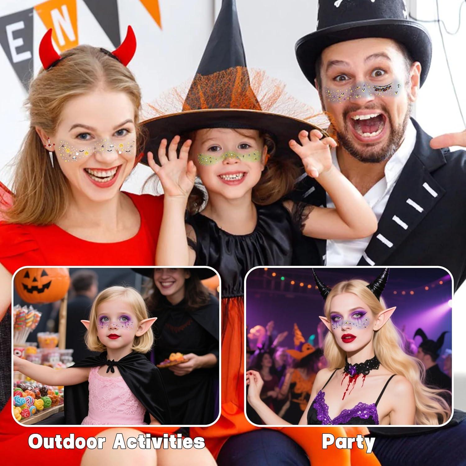 8 Tatuajes Faciales Brillantes Halloween LADDYFOX - Impermeables