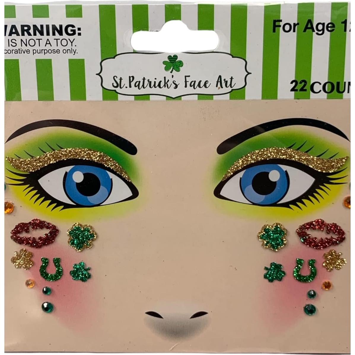 Conjunto de Pegatinas Faciales San Patricio Regent - 131 Gemas Brillantes