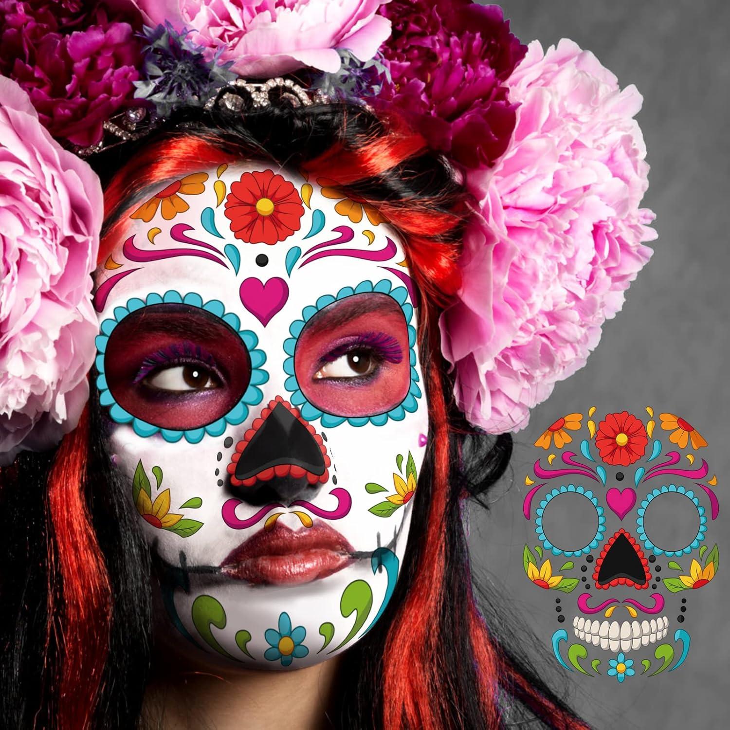 Tatuajes Faciales Temporales Día de los Muertos HYASIA - 10 Piezas