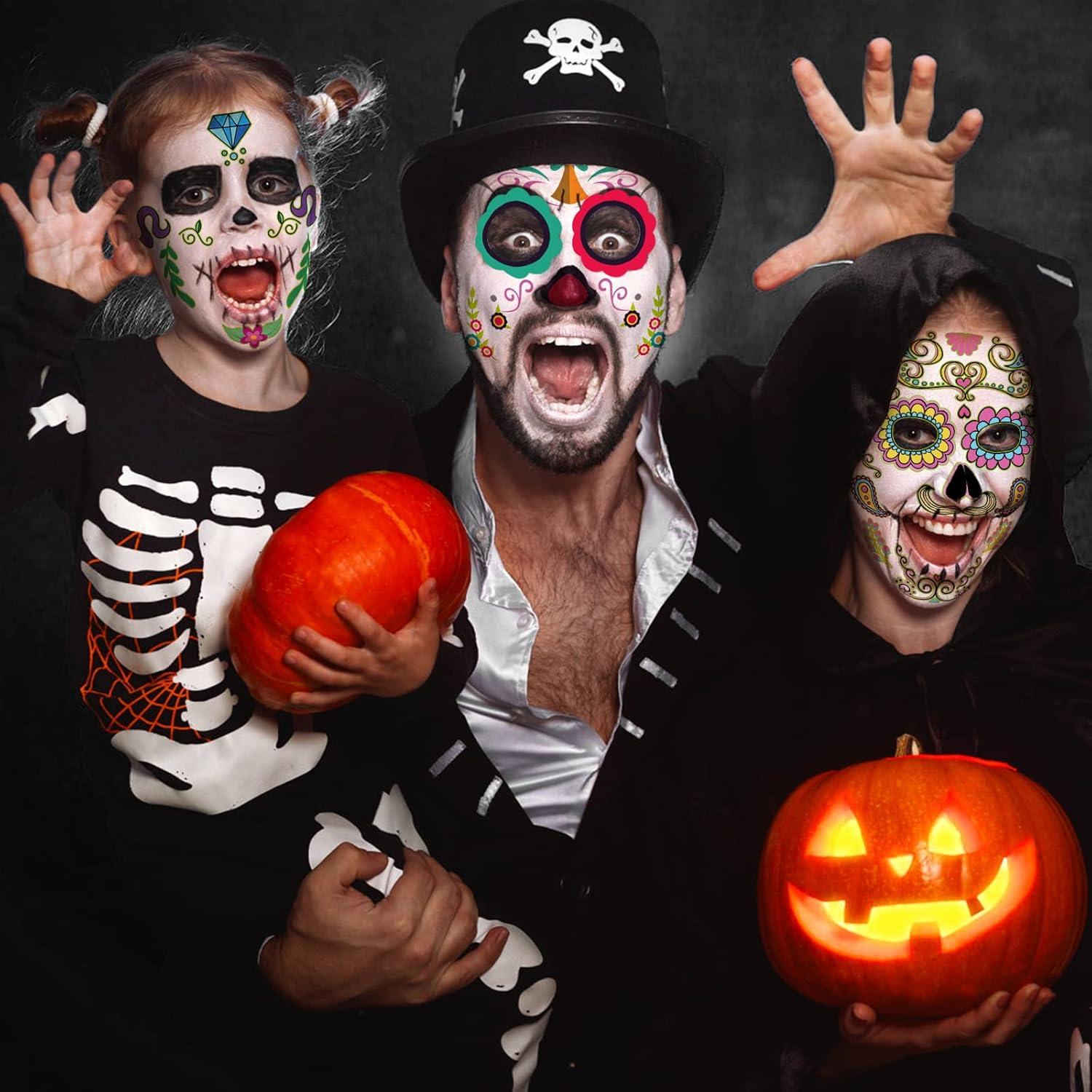 Tatuajes Faciales Temporales Día de los Muertos HYASIA - 10 Piezas