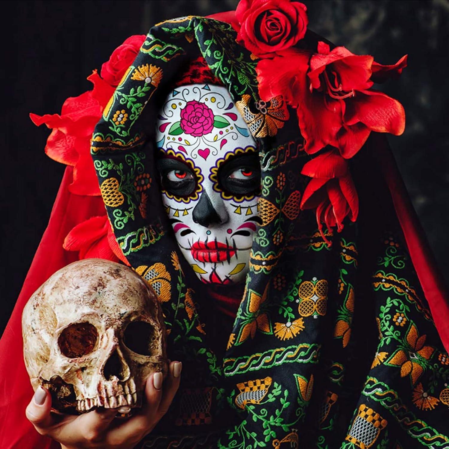 Tatuajes Faciales Temporales Día de los Muertos HYASIA - 10 Piezas