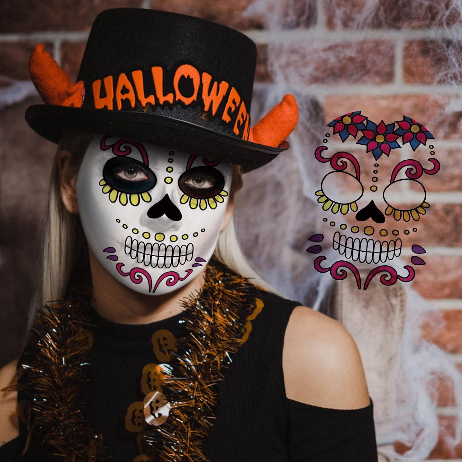 Tatuajes Faciales Temporales Día de los Muertos HYASIA - 10 Piezas