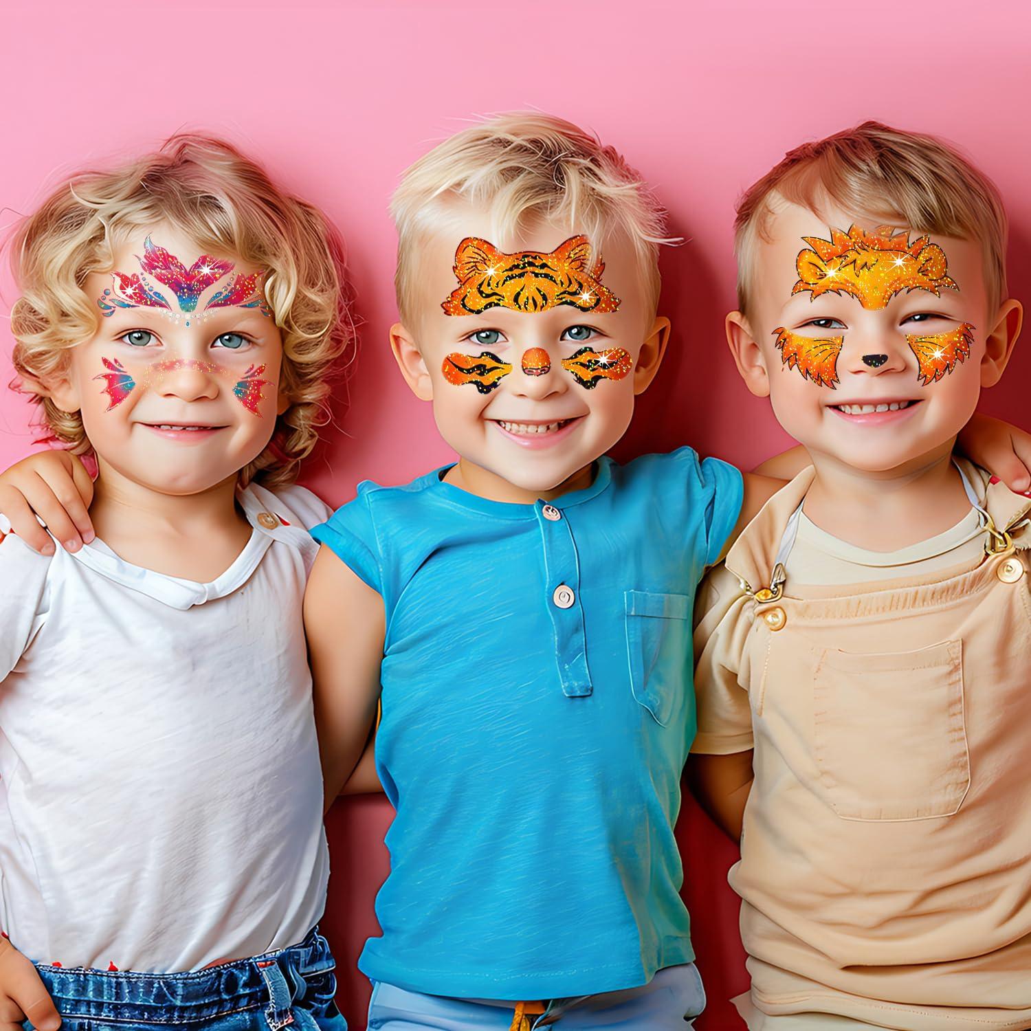 Tatuajes Faciales Brillantes Leesgel - 24 Piezas para Niños