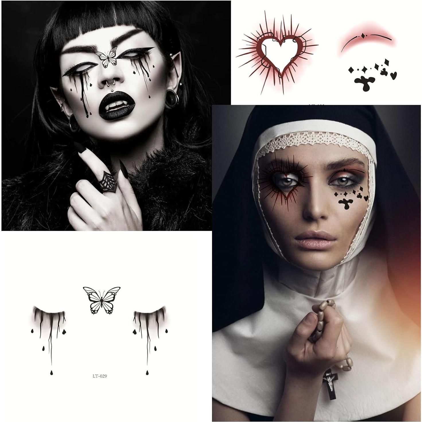 14 Hojas Tatuajes Temporales Halloween Furimuk - Maquillaje Facial