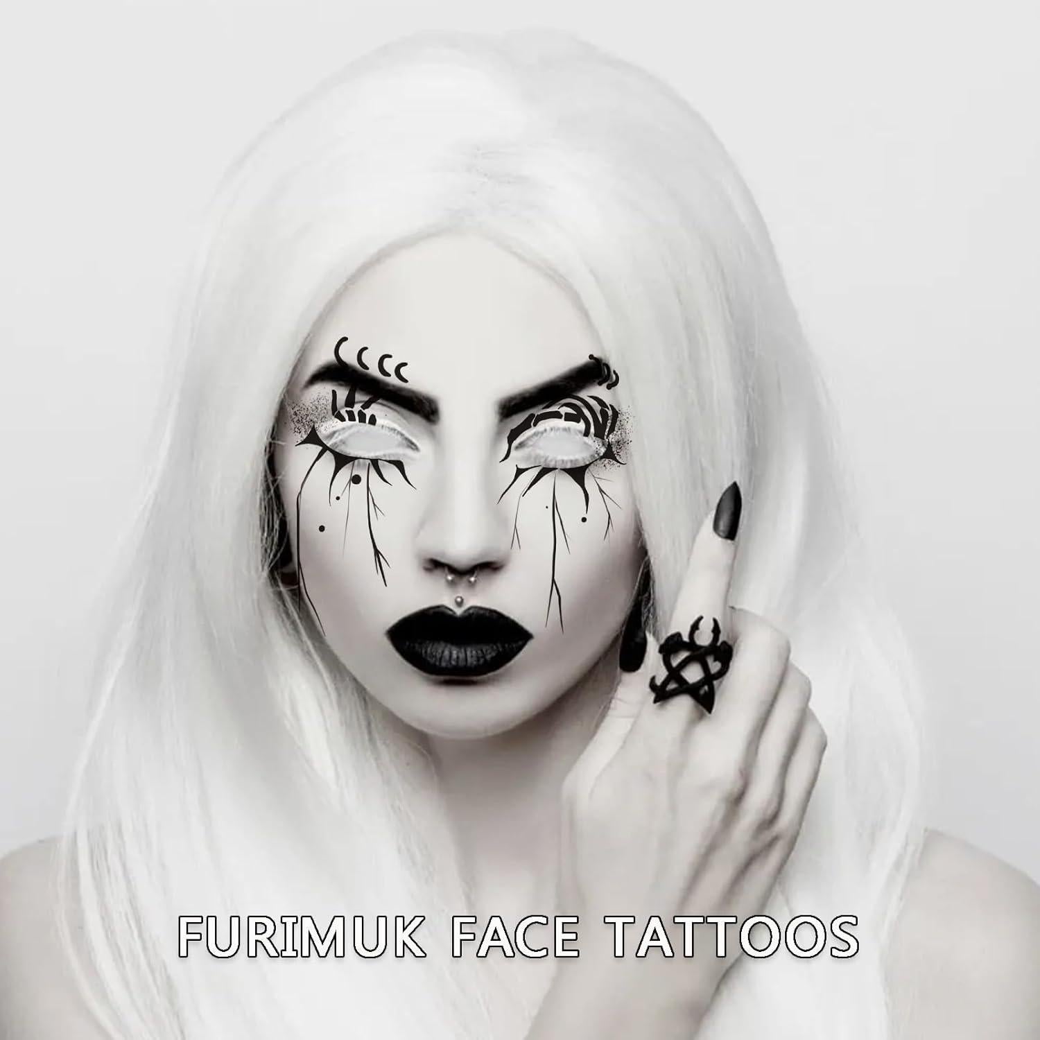 14 Hojas Tatuajes Temporales Halloween Furimuk - Maquillaje Facial
