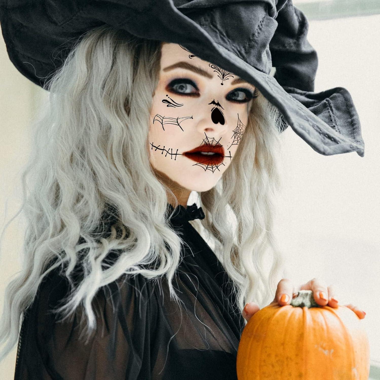 Tatuajes Temporales Día de los Muertos ZiYin - 10 Hojas Faciales