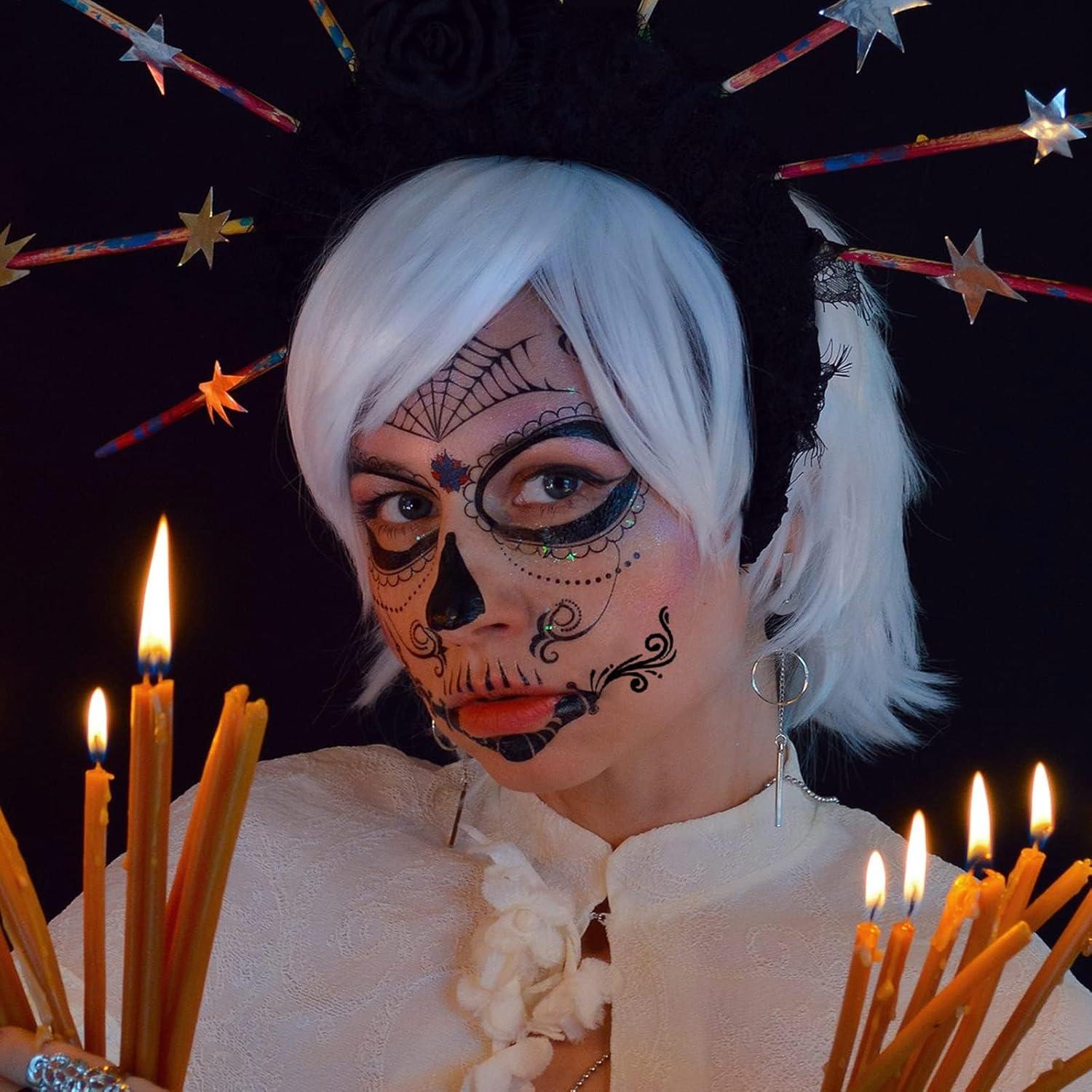 Tatuajes Temporales Día de los Muertos ZiYin - 10 Hojas Faciales