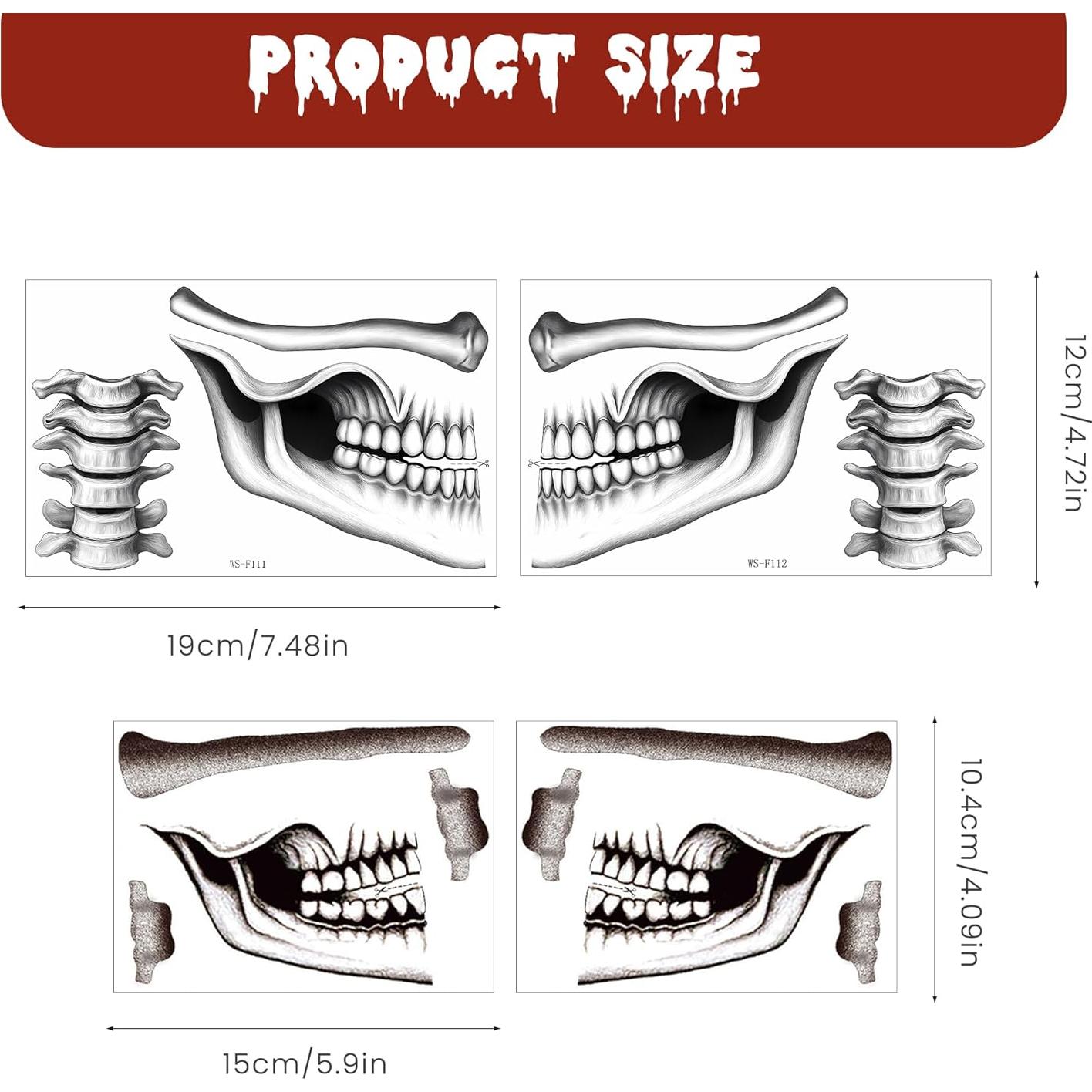 Kit de Calcomanías de Cara de Esqueleto Halloween BESTOCEAN