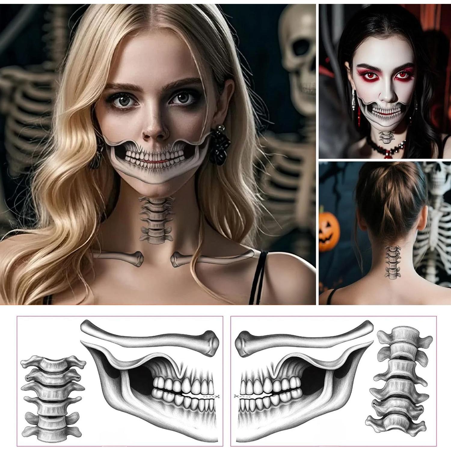 Kit de Calcomanías de Cara de Esqueleto Halloween BESTOCEAN