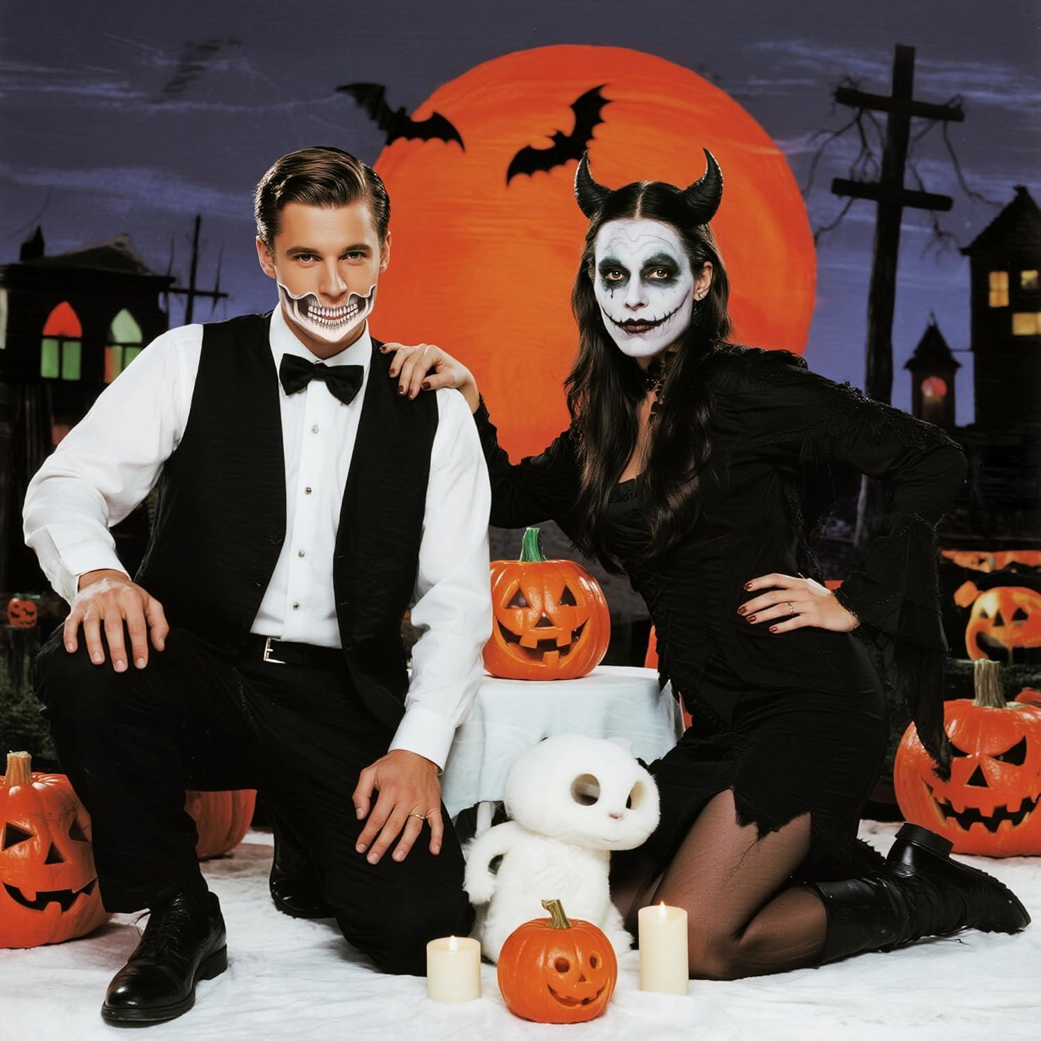 Kit de Calcomanías de Cara de Esqueleto Halloween BESTOCEAN