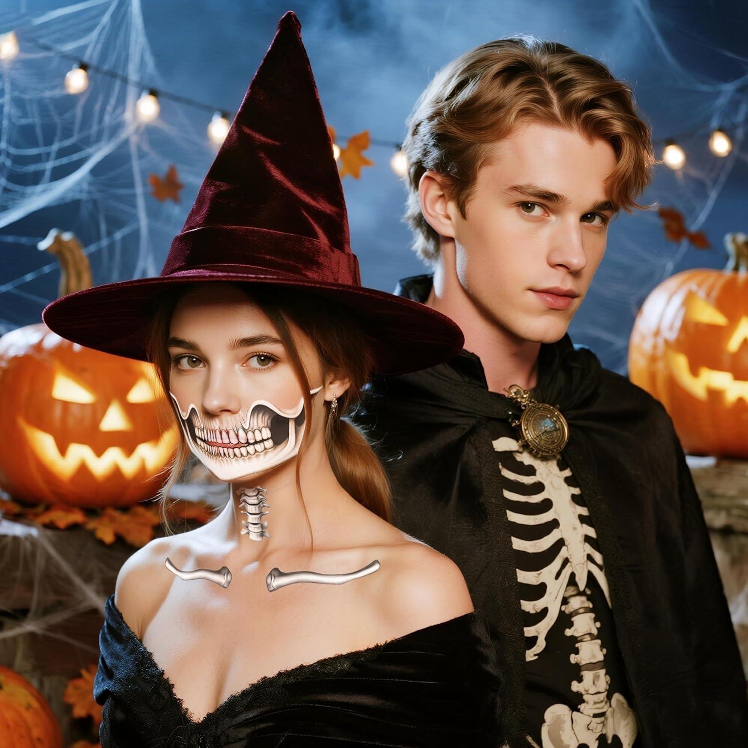 Kit de Calcomanías de Cara de Esqueleto Halloween BESTOCEAN