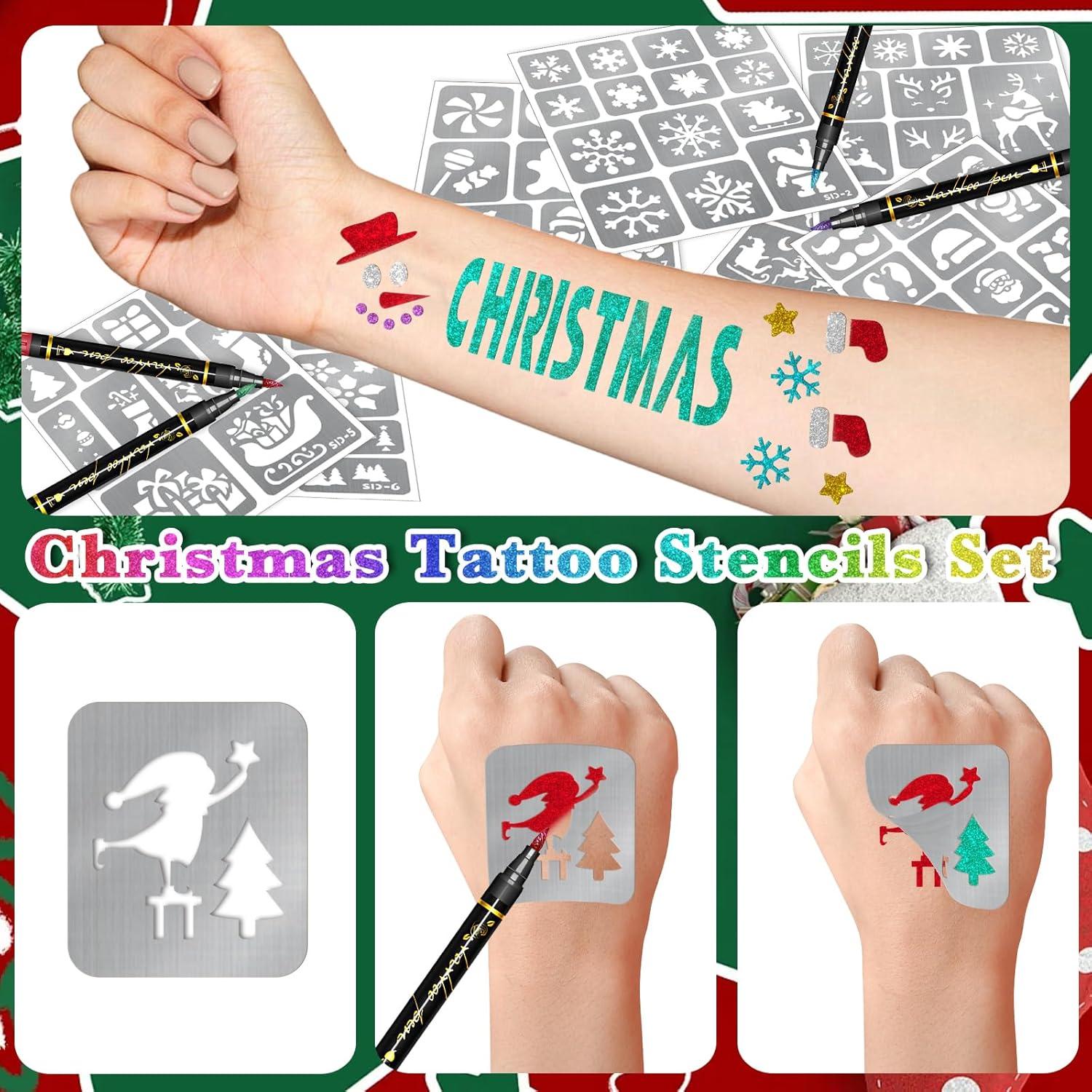 Marcadores de Tatuajes Temporales BASIFA - 8 Colores + 158 Plantillas