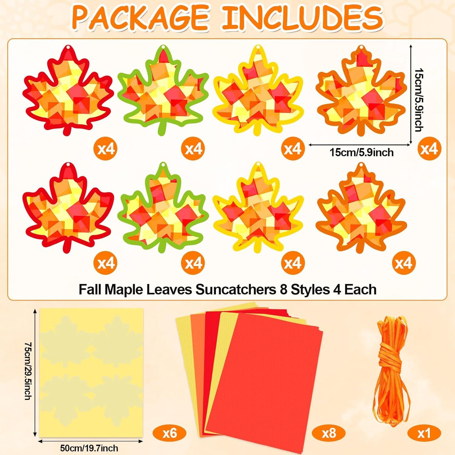 Kit de Manualidades de Otoño 32 Piezas Hoja de Arce Gisgfim