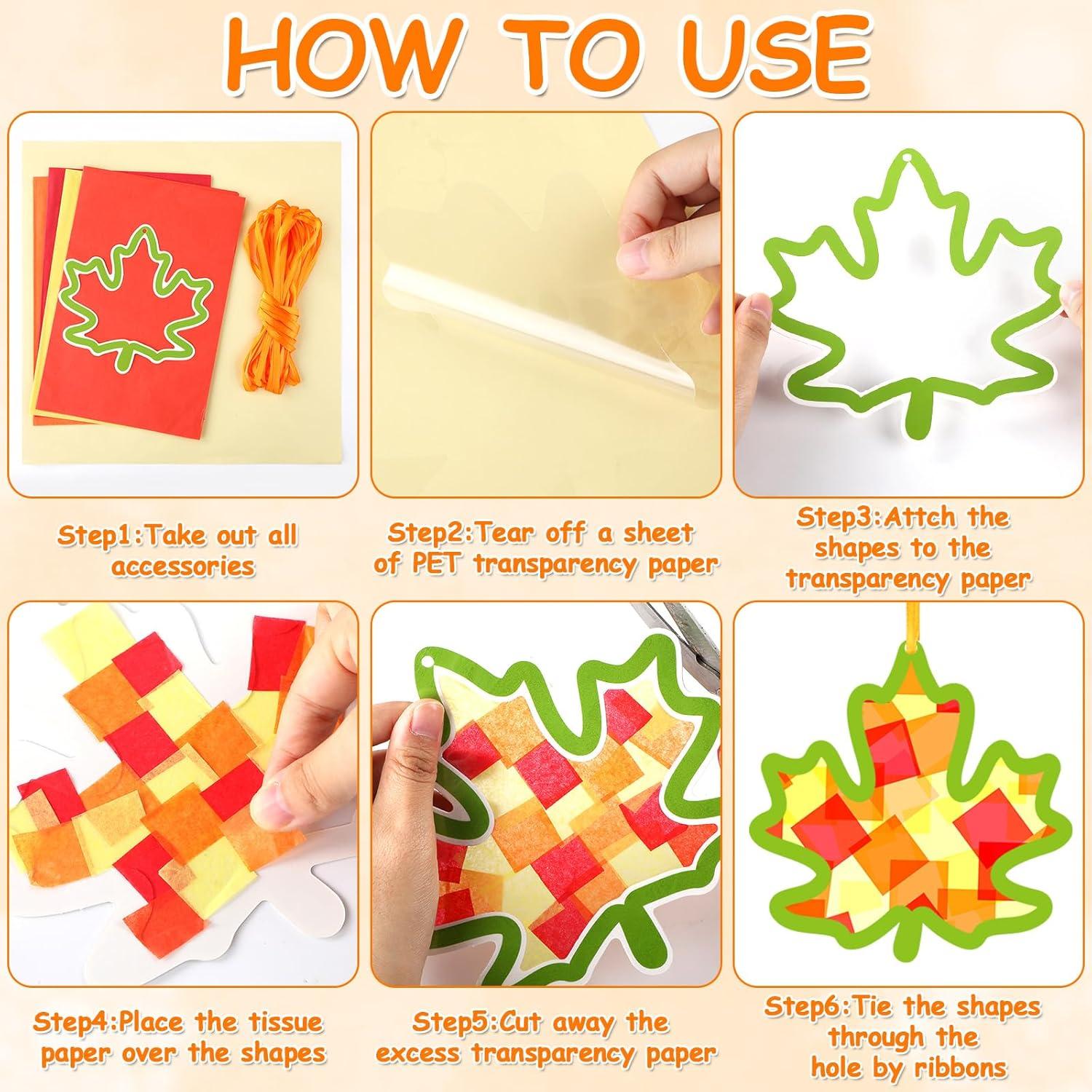 Kit de Manualidades de Otoño 32 Piezas Hoja de Arce Gisgfim