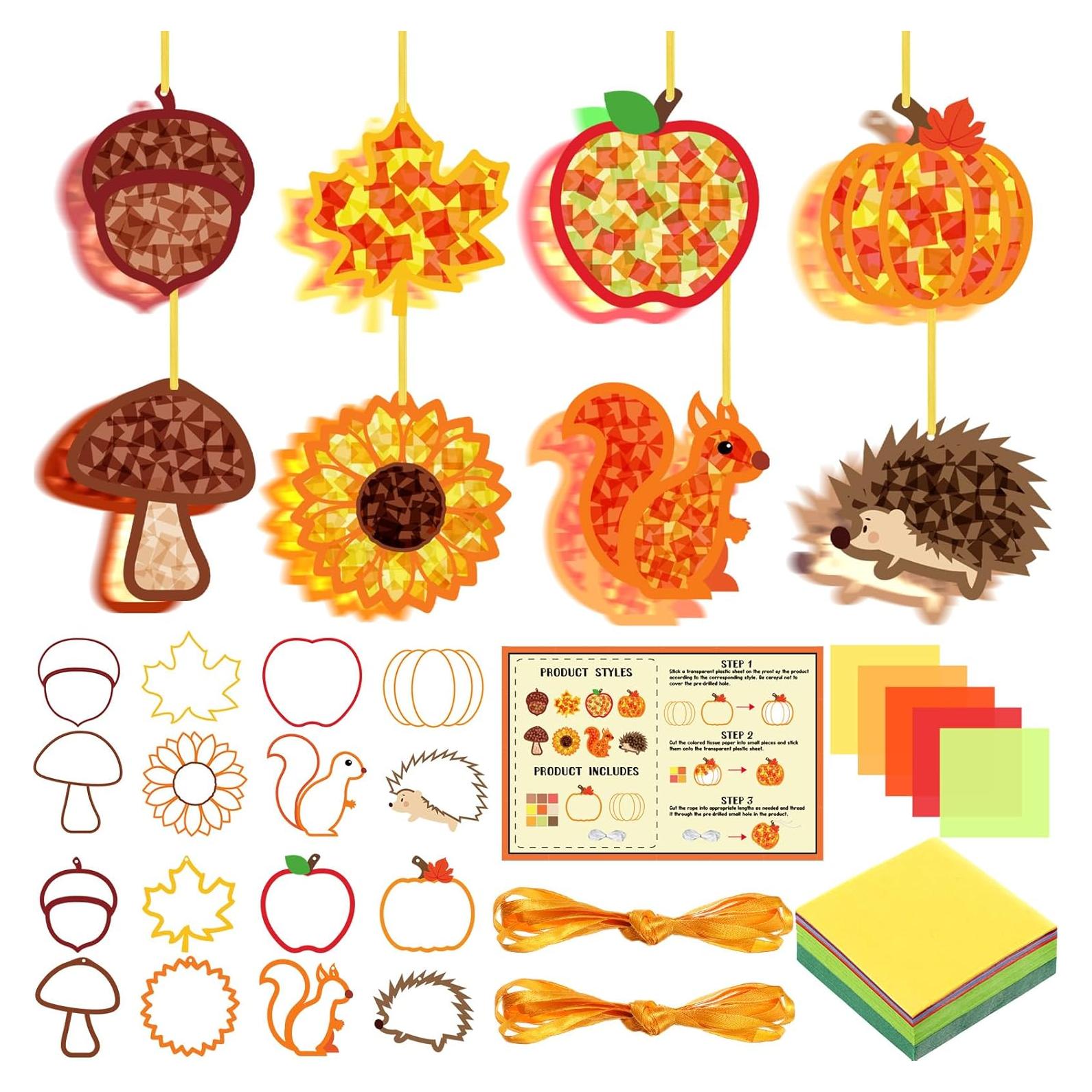 Kit de Manualidades Otoñales Funrous 32 Piezas con Papel de Seda