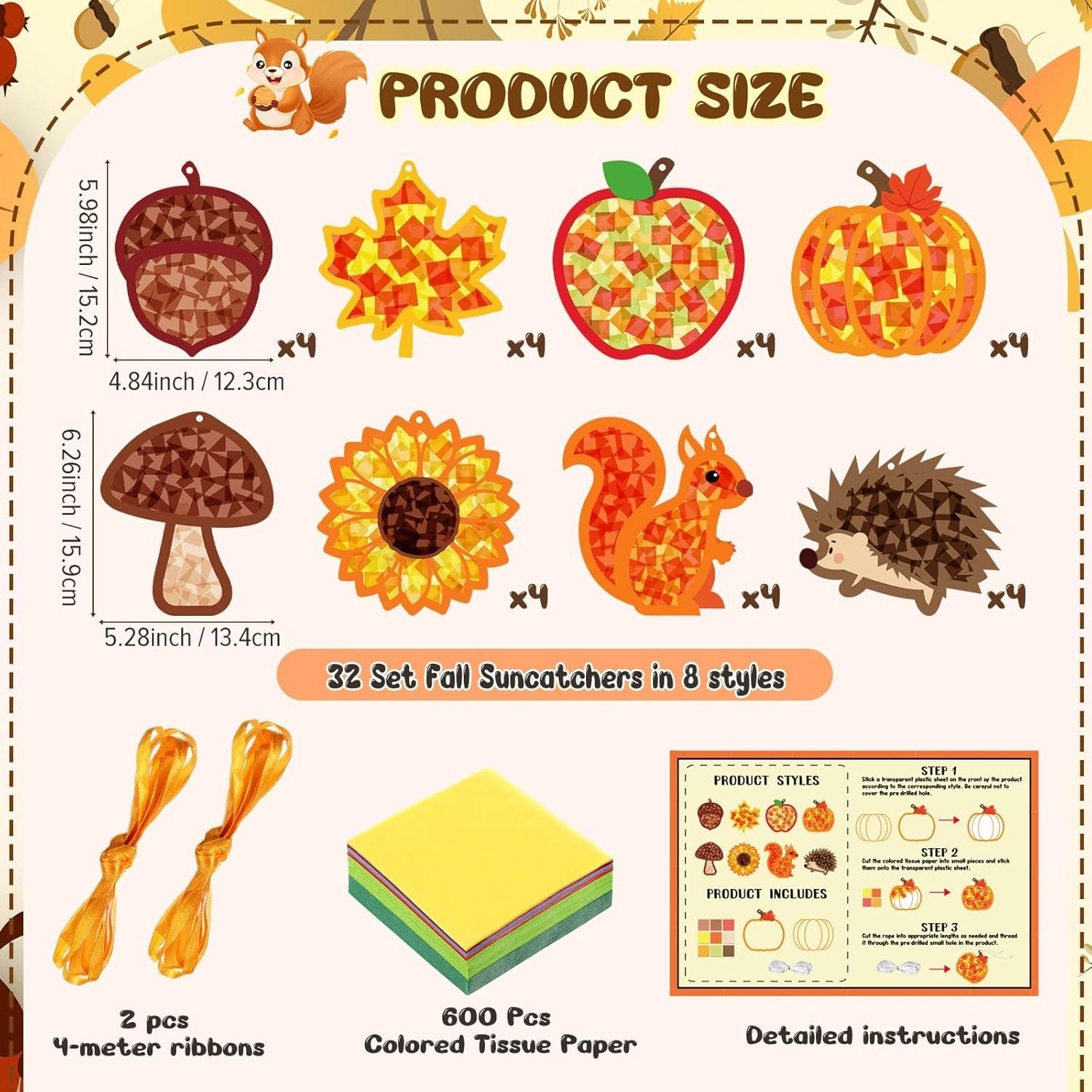 Kit de Manualidades Otoñales Funrous 32 Piezas con Papel de Seda