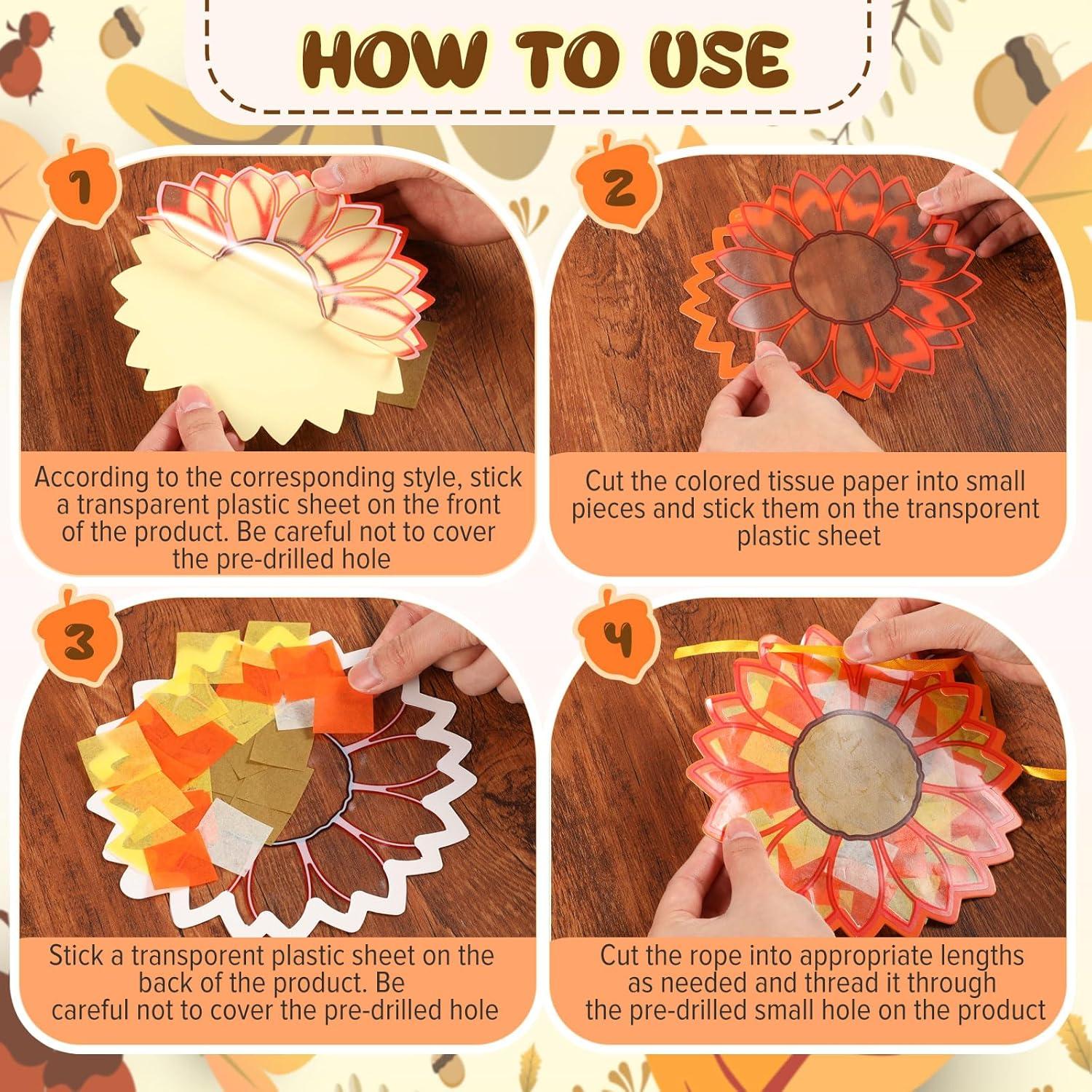 Kit de Manualidades Otoñales Funrous 32 Piezas con Papel de Seda