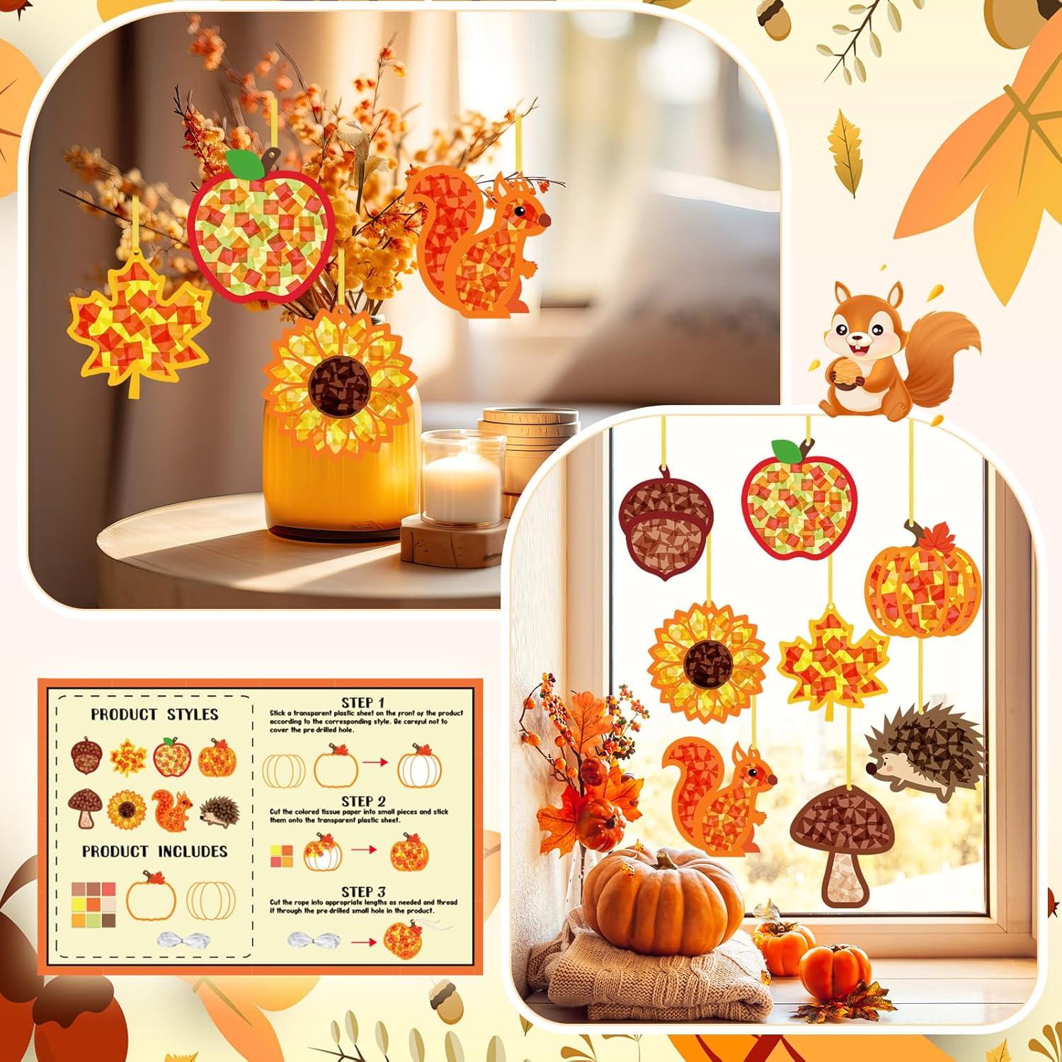 Kit de Manualidades Otoñales Funrous 32 Piezas con Papel de Seda