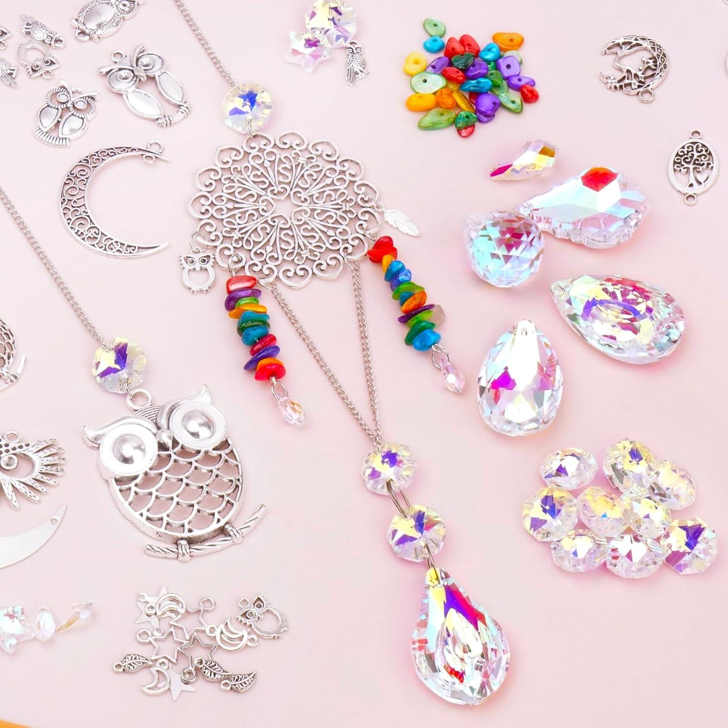 Kit de Atrapasueños FOFOGANG 410 Piezas Búhos Cristales