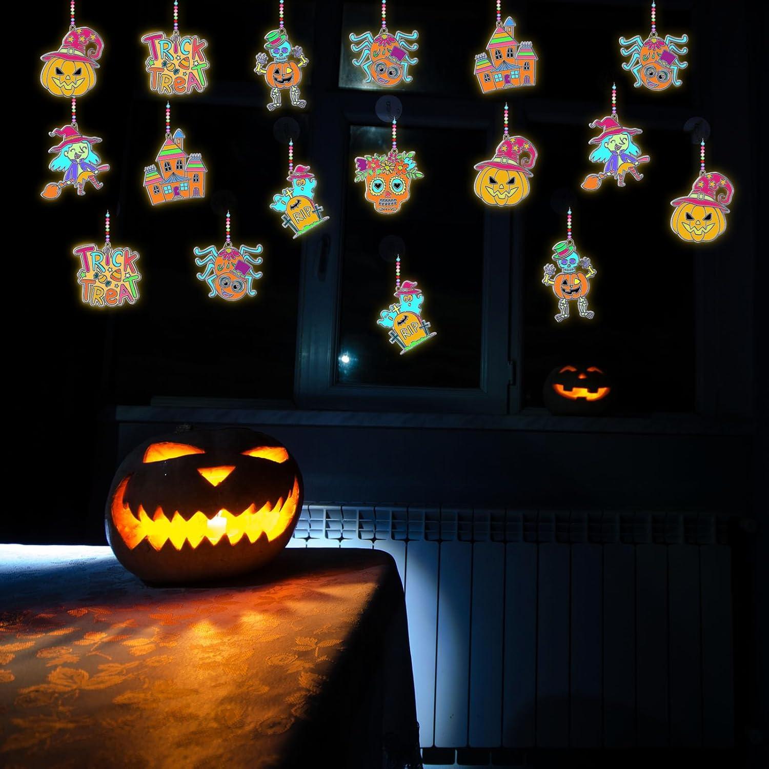 Kit de Arte de Ventanas Halloween WinnerWhy - 32 Pegatinas Luminosas