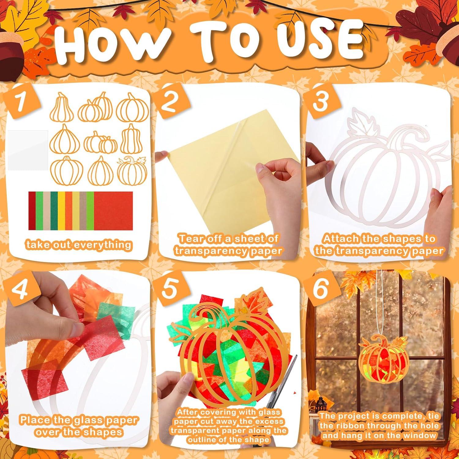 Zonon Kit de Manualidades Otoñales 27 Pcs Calabazas Suncatchers