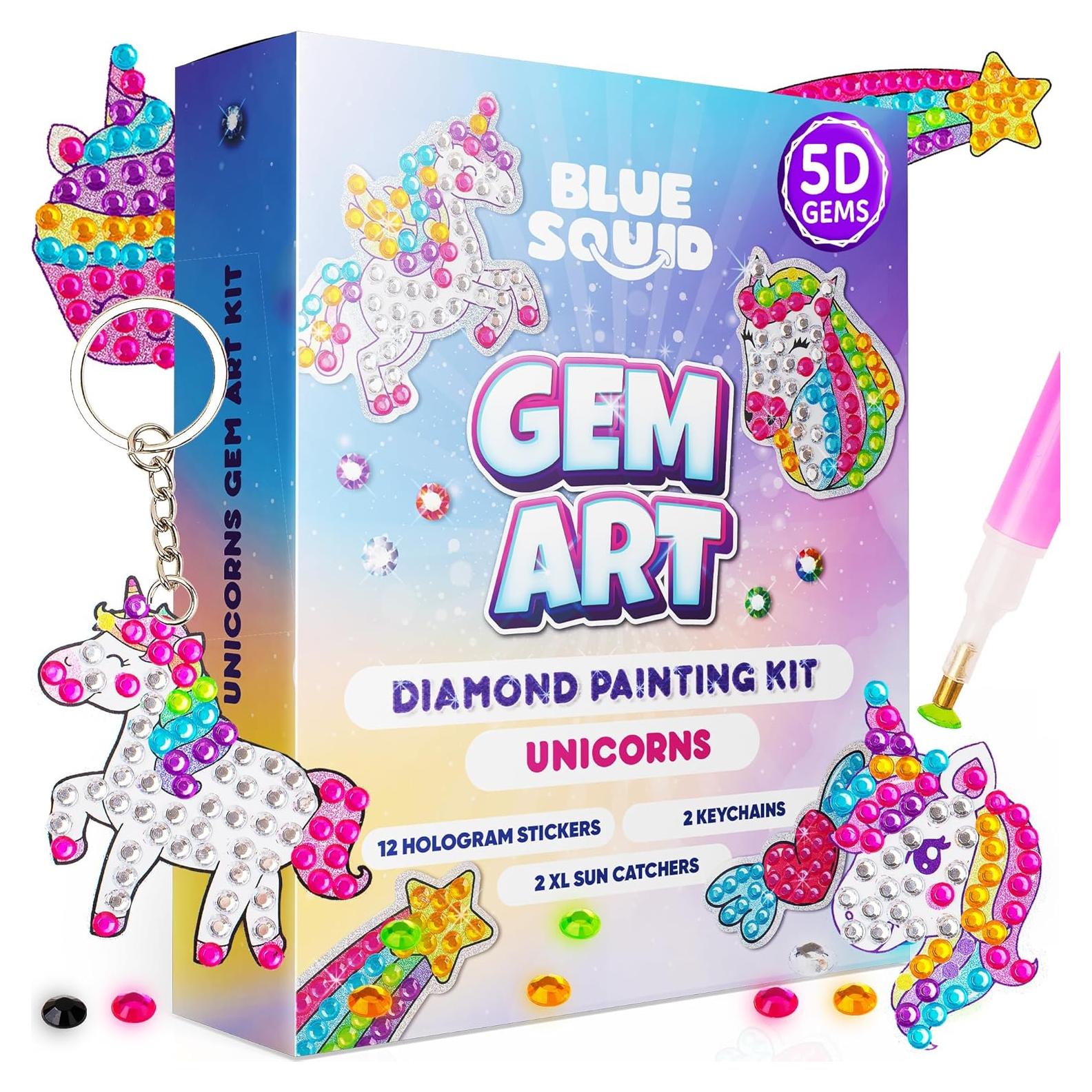 Kit de Arte de Diamante Blue Squid Unicornio - 16 Piezas