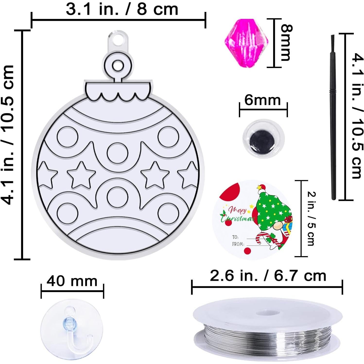 Kit de Manualidades Navideñas Winlyn - 24 Suncatchers DIY