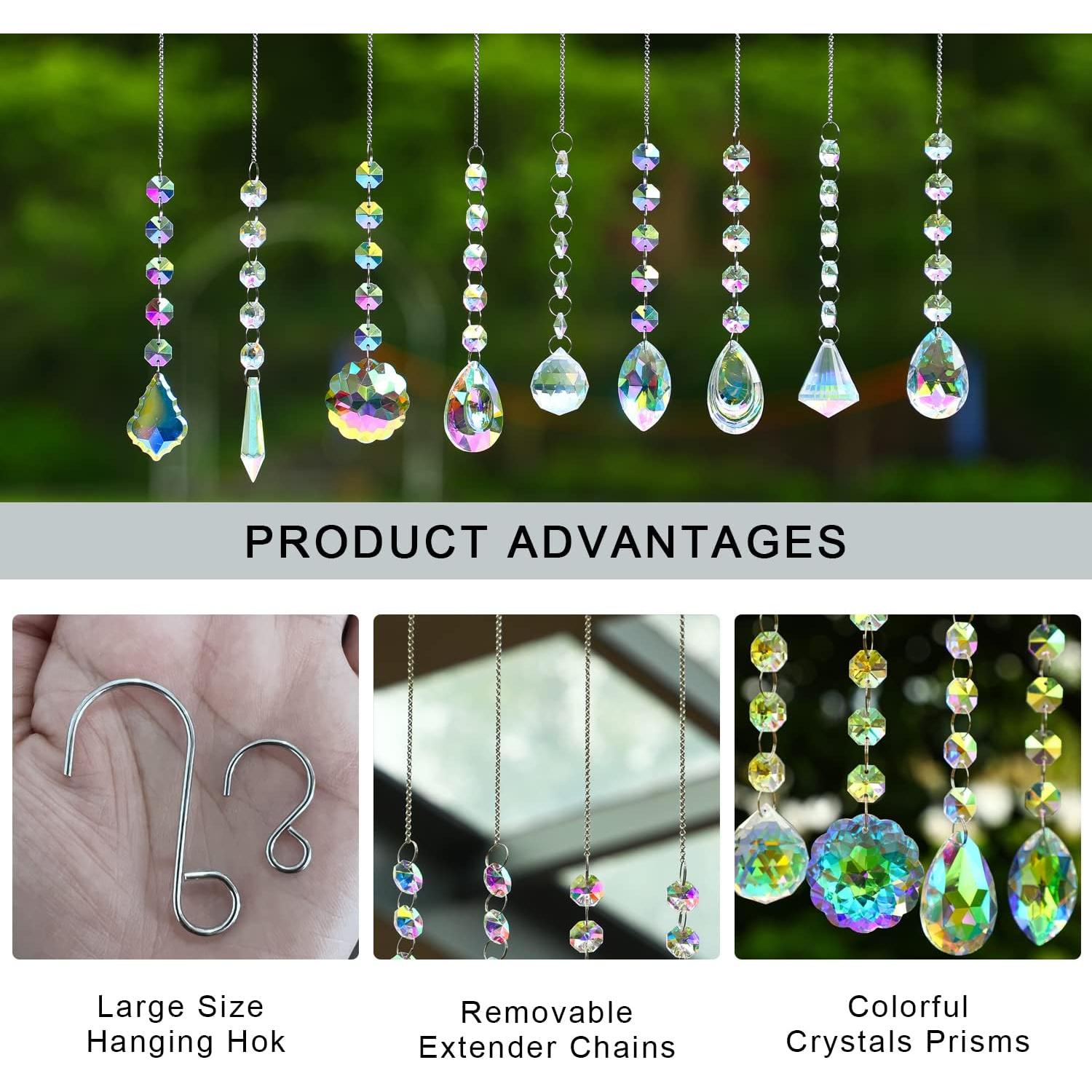 KANPURA 9 PCS Atrapasueños de Cristal Arcoíris para Ventanas