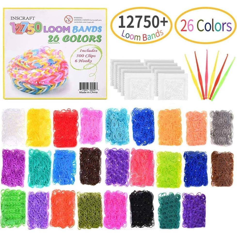 Kit de Recarga de Bandas de Goma INSCRAFT 12750pcs 26 Colores