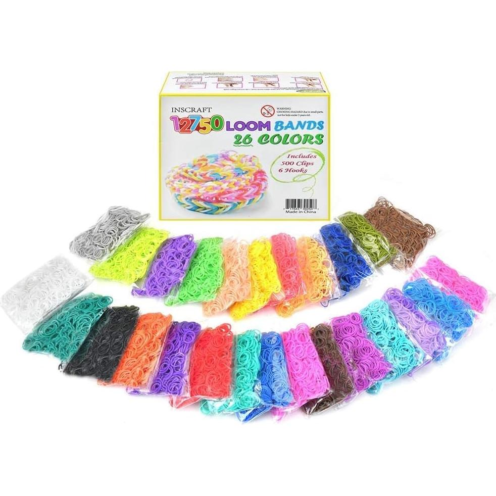 Kit de Recarga de Bandas de Goma INSCRAFT 12750pcs 26 Colores