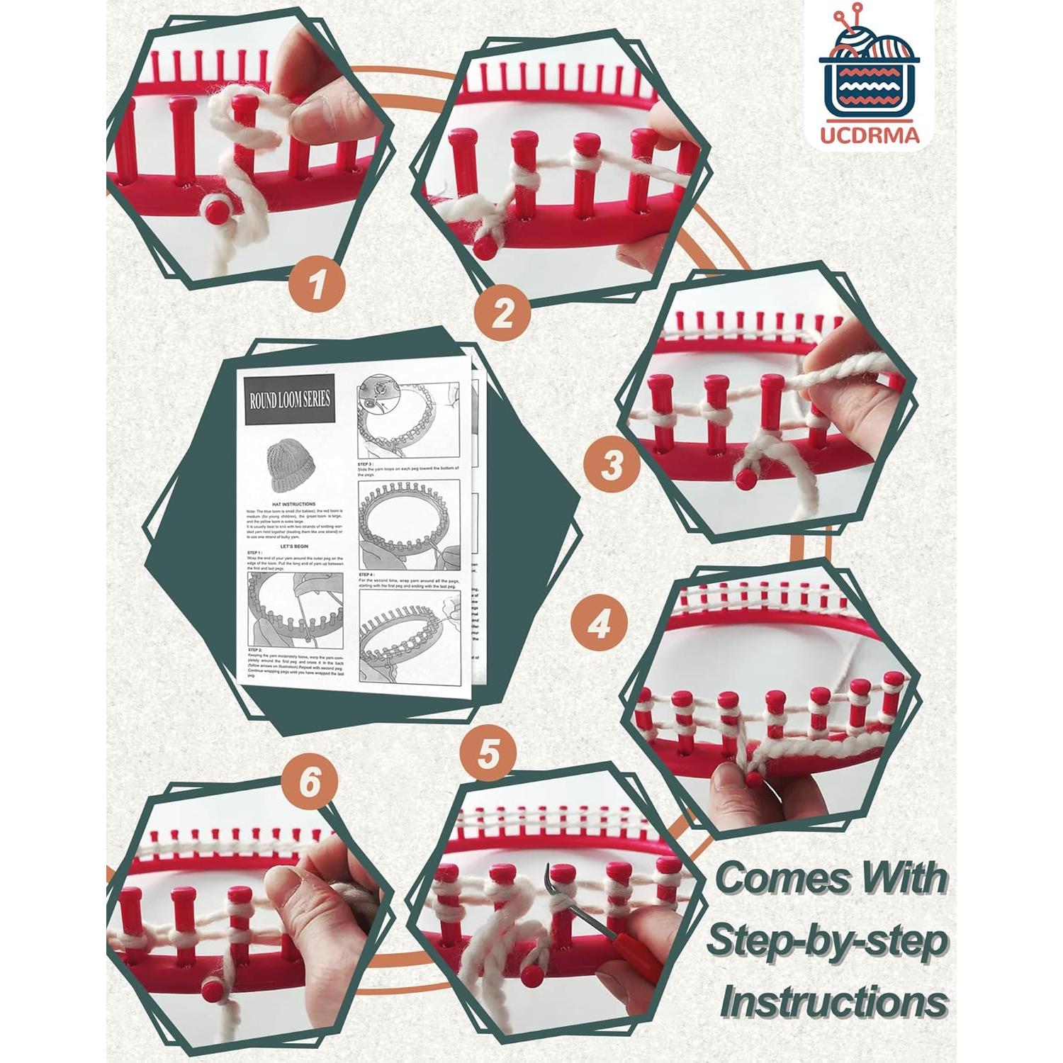 Kit de Telar de Tejer Redondo UCDRMA 3 Tamaños para Principiantes