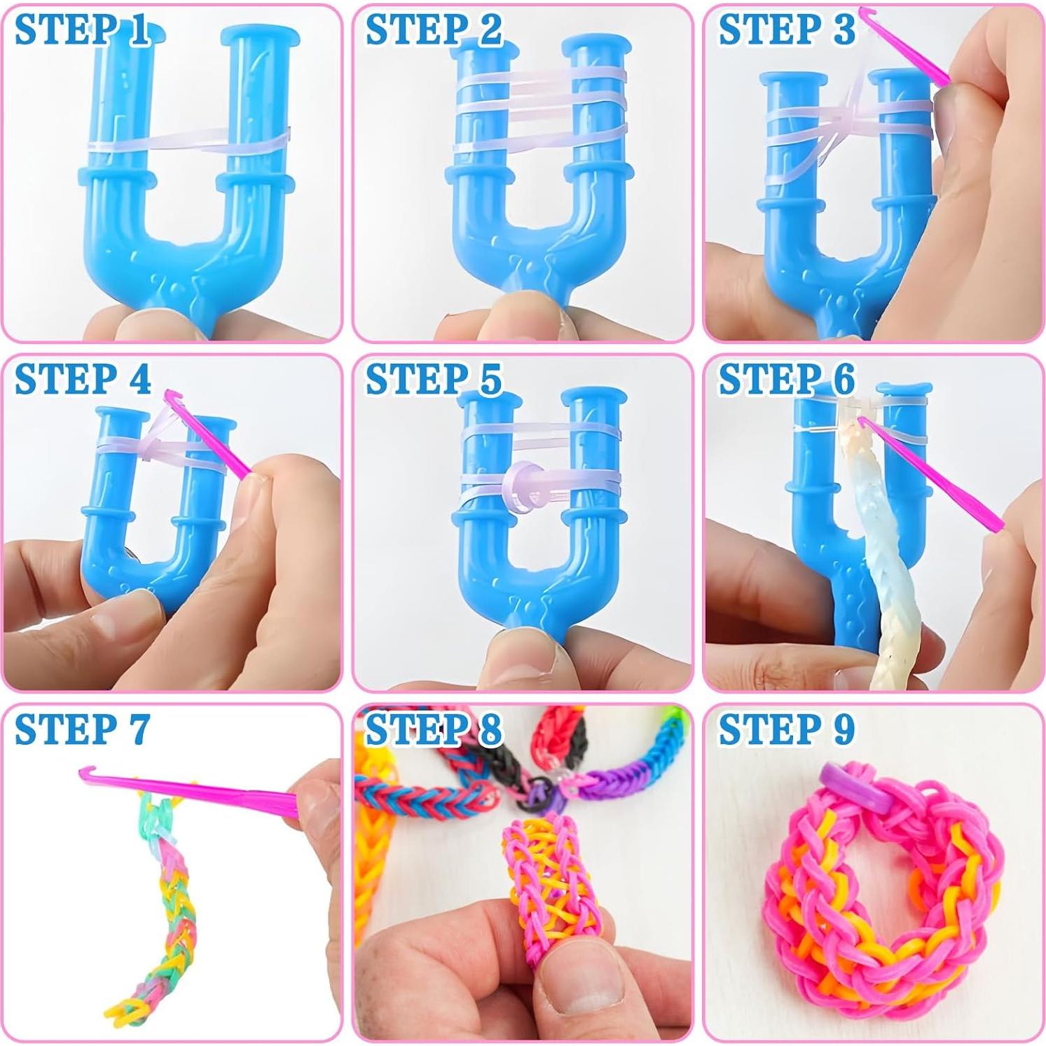 Kit de Tejido HINGTAI 12 Piezas Bandas de Goma Joyería