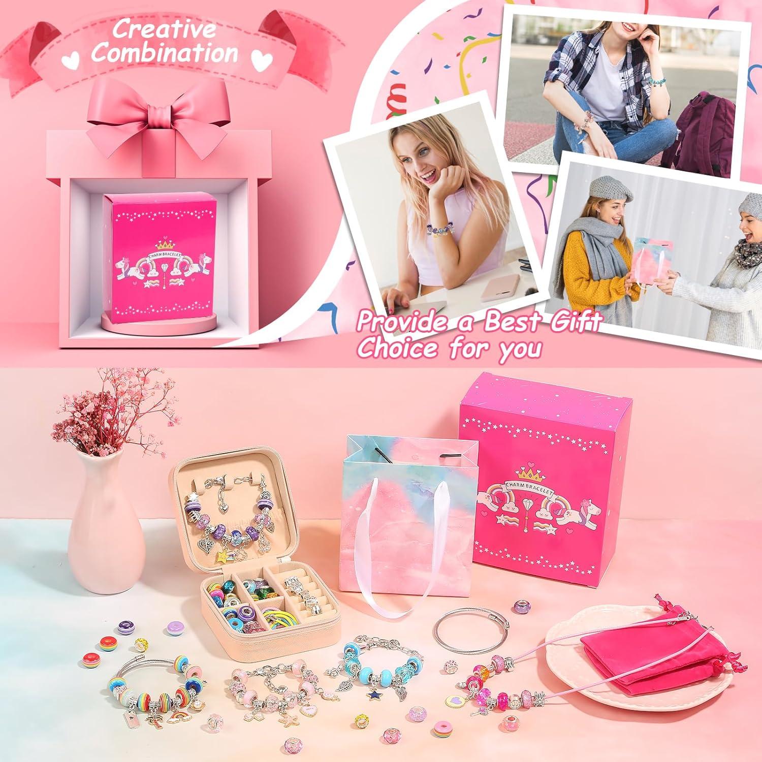 Kit de Fabricación de Pulseras LifeisLuck 140 Piezas Rosa