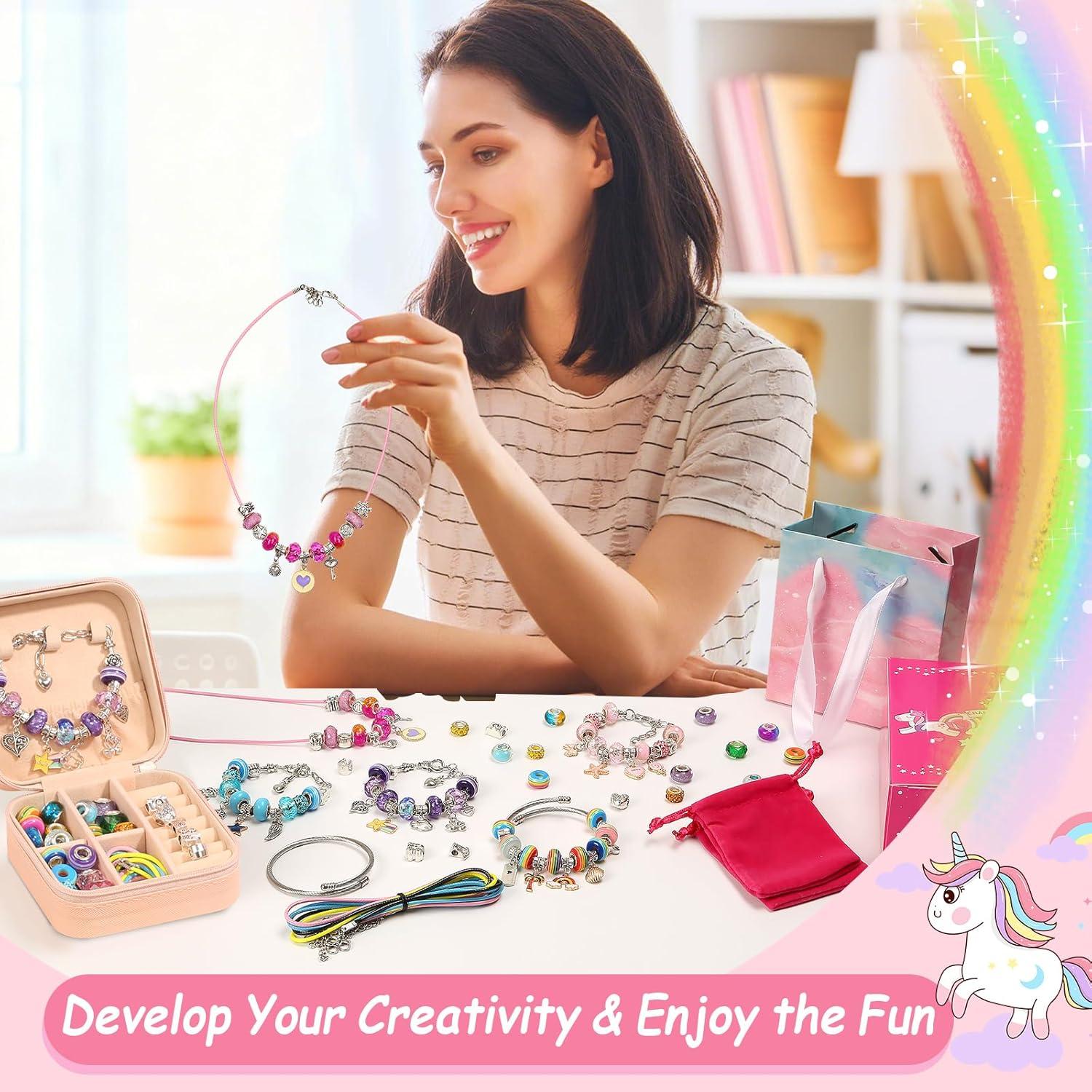 Kit de Fabricación de Pulseras LifeisLuck 140 Piezas Rosa