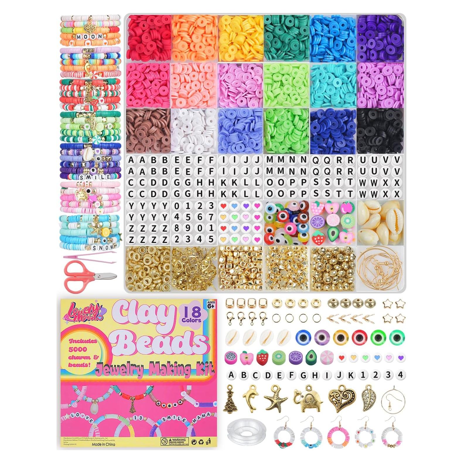 Kit de Fabricación de Pulseras LovelyMoon - 500 Cuentas de Arcilla