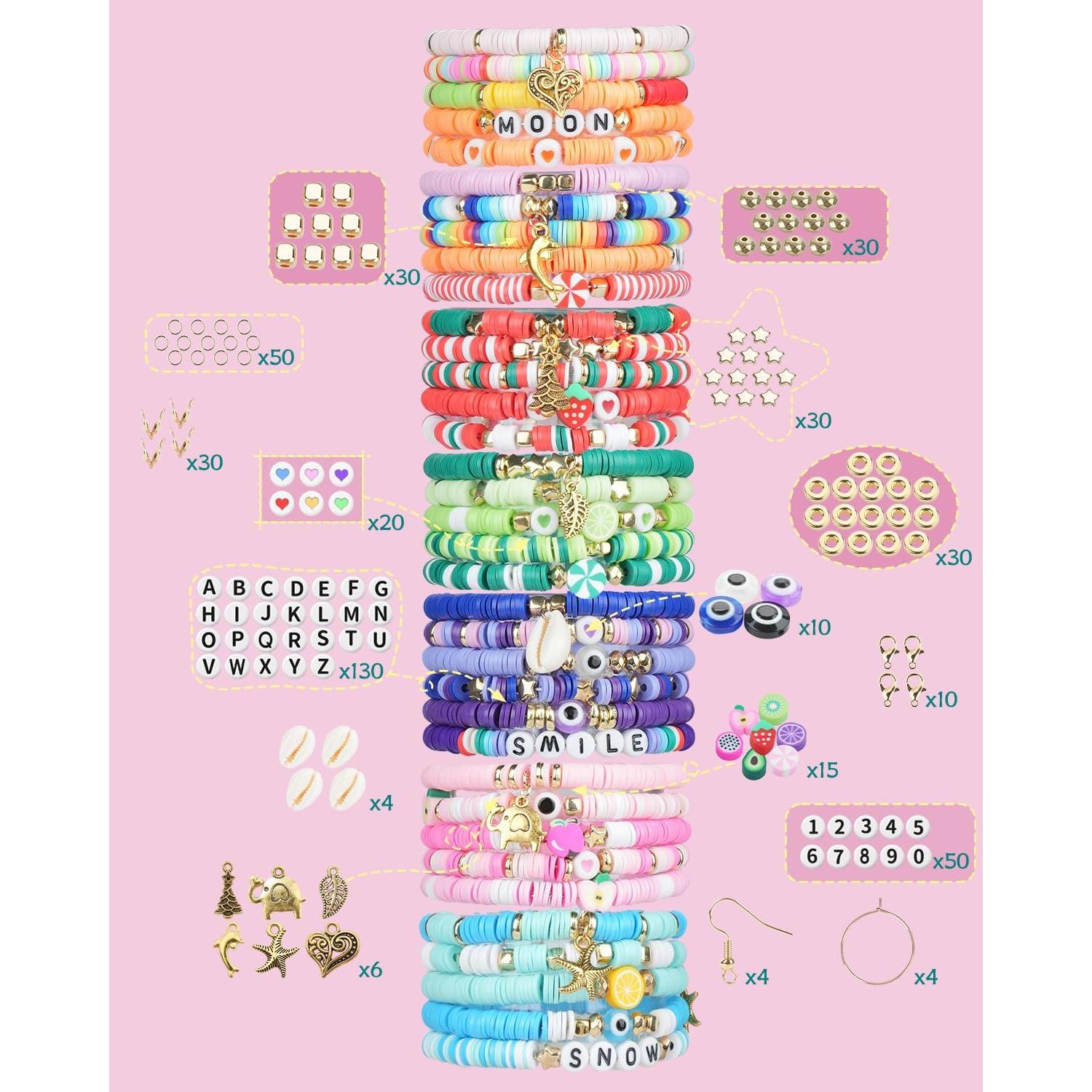 Kit de Fabricación de Pulseras LovelyMoon - 500 Cuentas de Arcilla