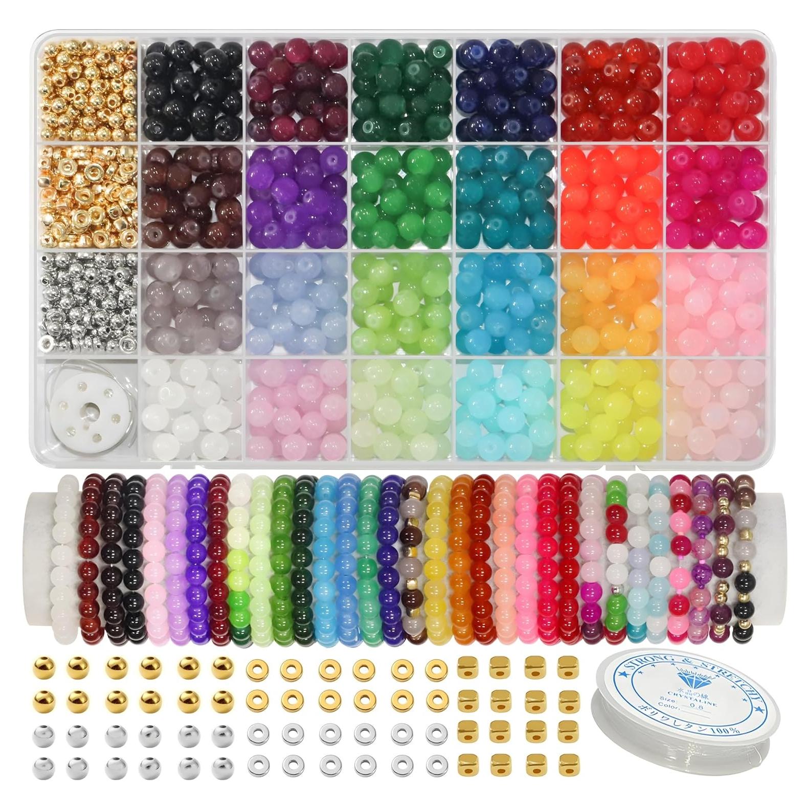 Kit de Pulseras de Perlas de Vidrio JULIMAIDONG 1000pcs 24 Colores