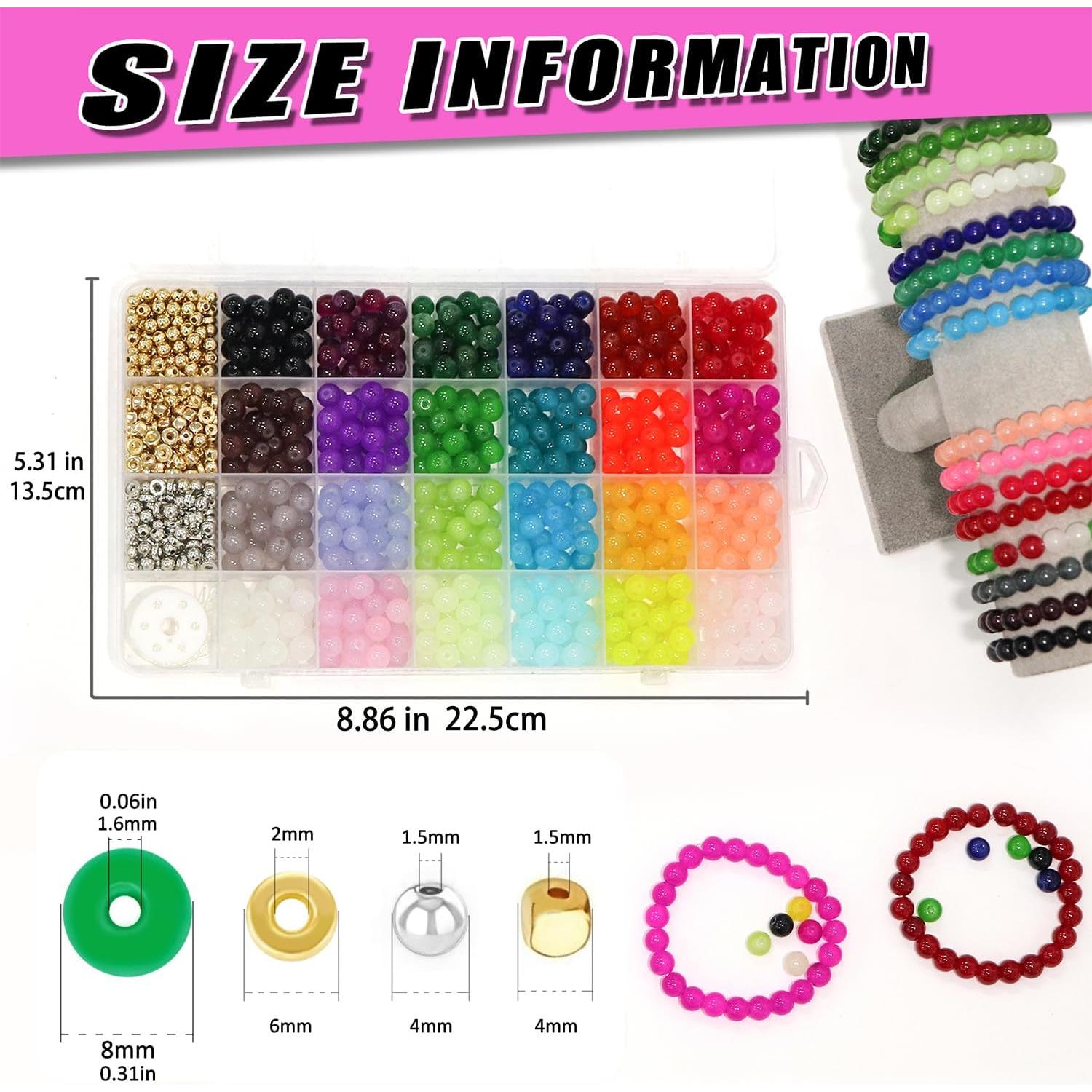 Kit de Pulseras de Perlas de Vidrio JULIMAIDONG 1000pcs 24 Colores