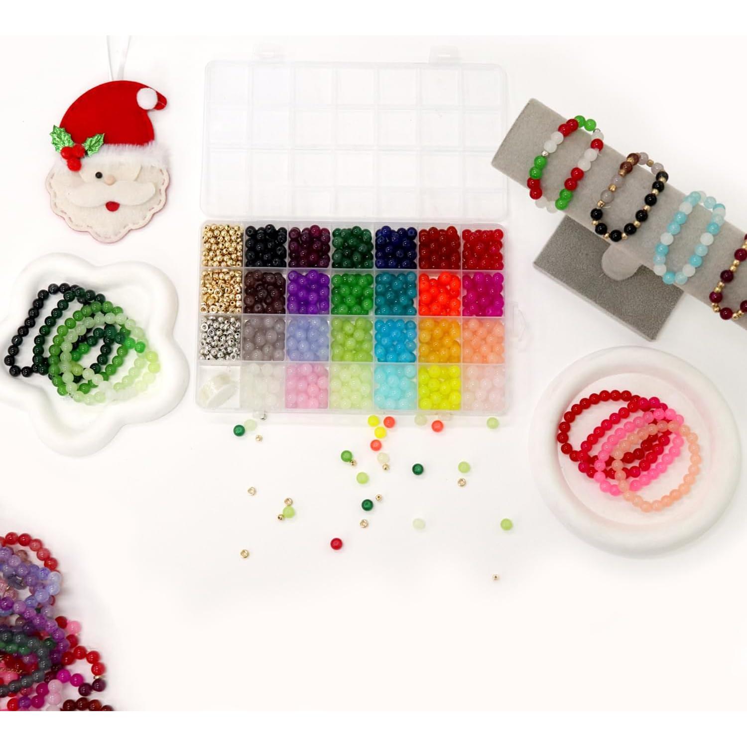 Kit de Pulseras de Perlas de Vidrio JULIMAIDONG 1000pcs 24 Colores