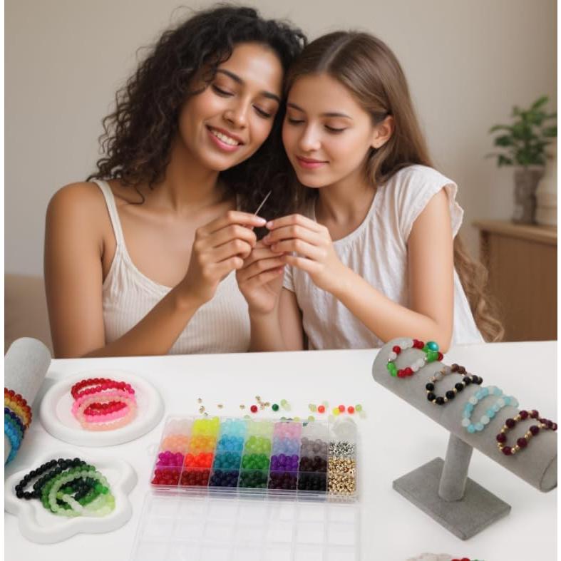 Kit de Pulseras de Perlas de Vidrio JULIMAIDONG 1000pcs 24 Colores