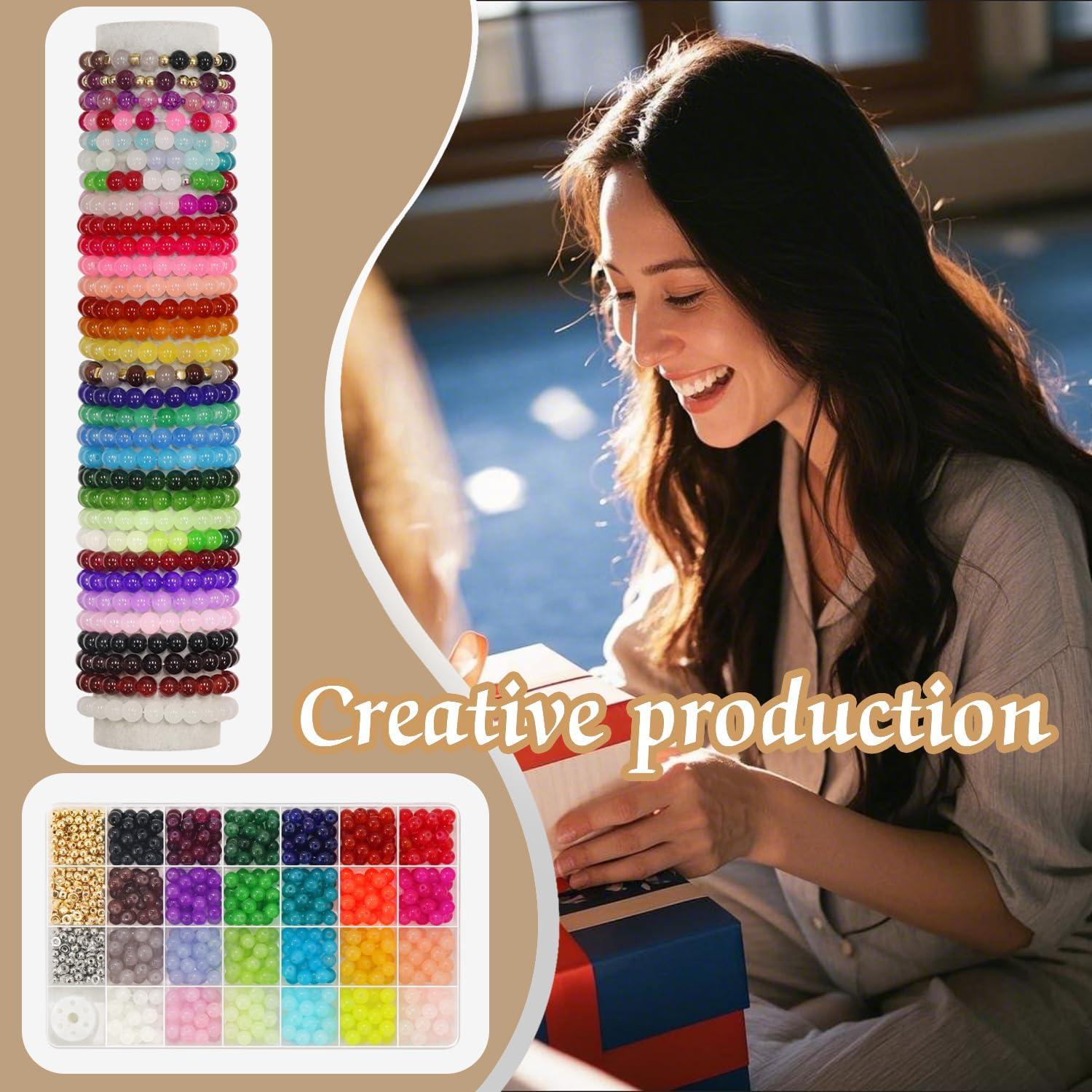 Kit de Pulseras de Perlas de Vidrio JULIMAIDONG 1000pcs 24 Colores