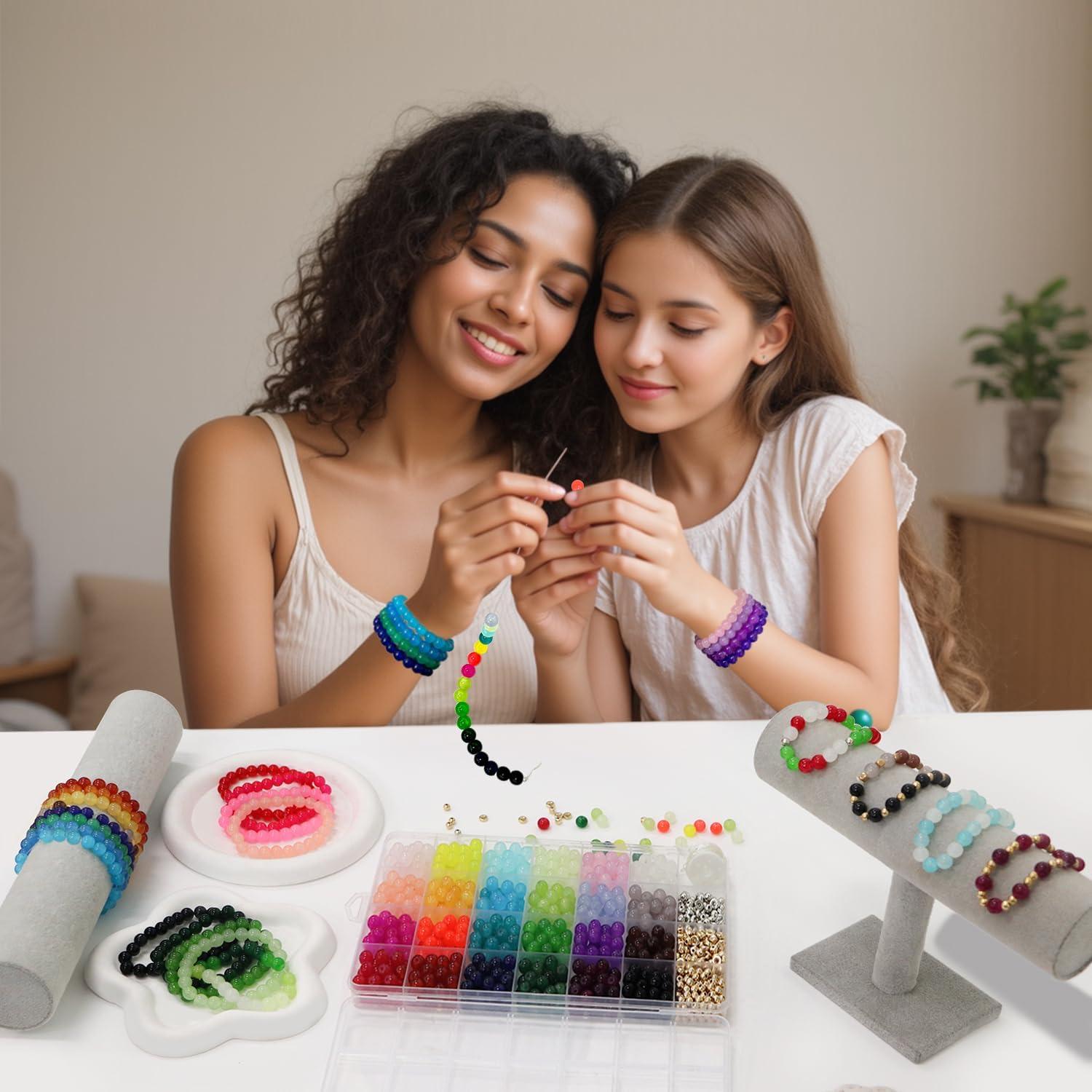 Kit de Pulseras de Perlas de Vidrio JULIMAIDONG 1000pcs 24 Colores