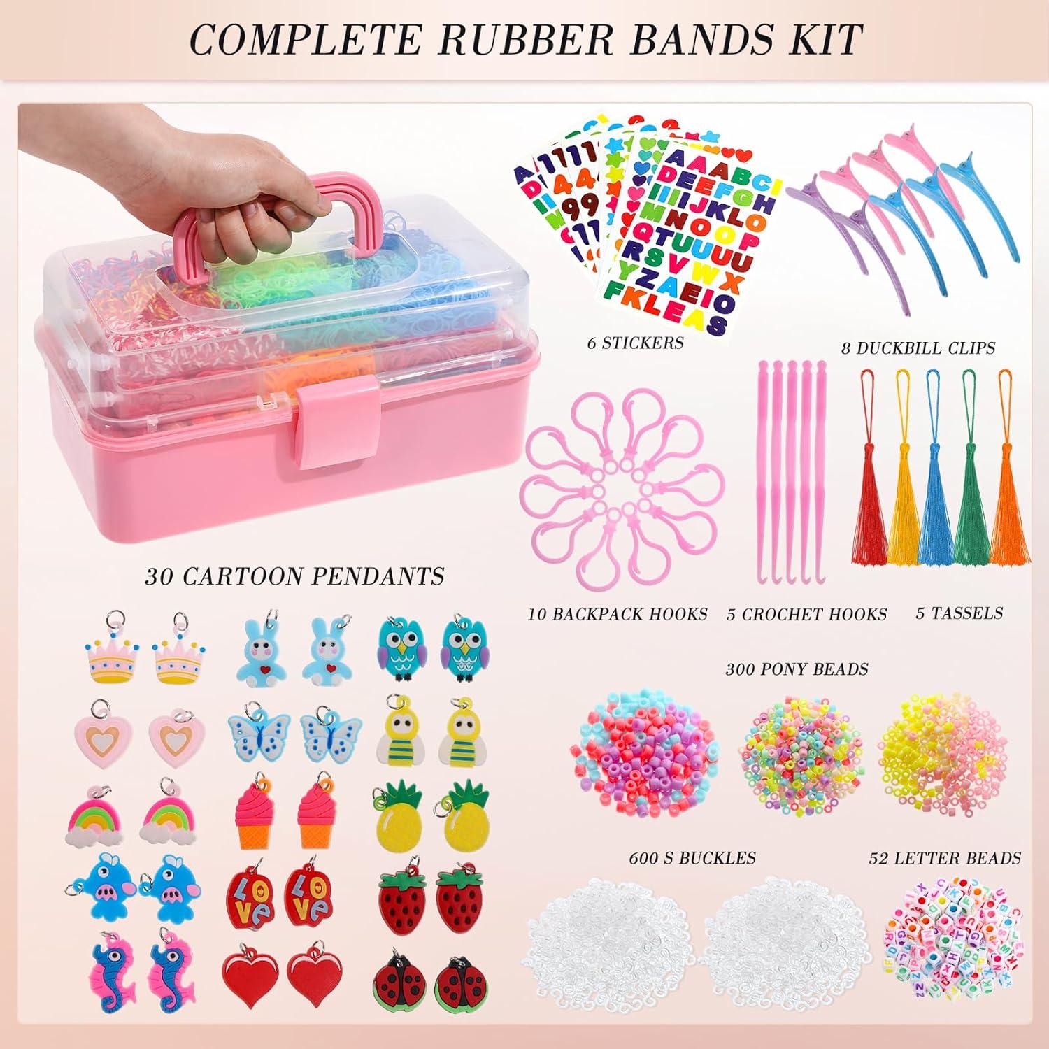 Kit de Pulseras de Goma obeoby 17500+ con Contenedor 3 Capas