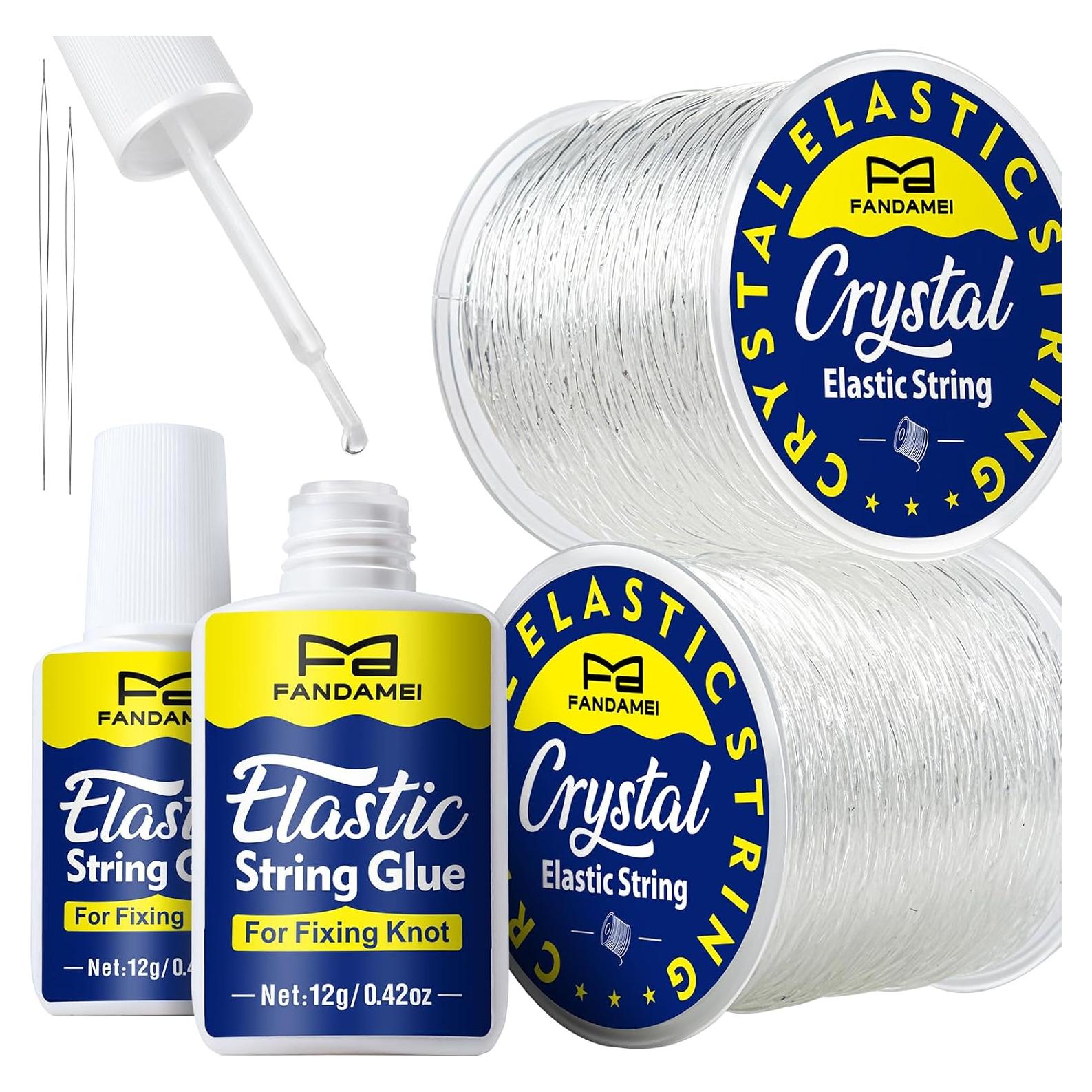 Kit de Hilo Elástico FANDAMEI 1mm y 0.8mm con Pegamento y Agujas