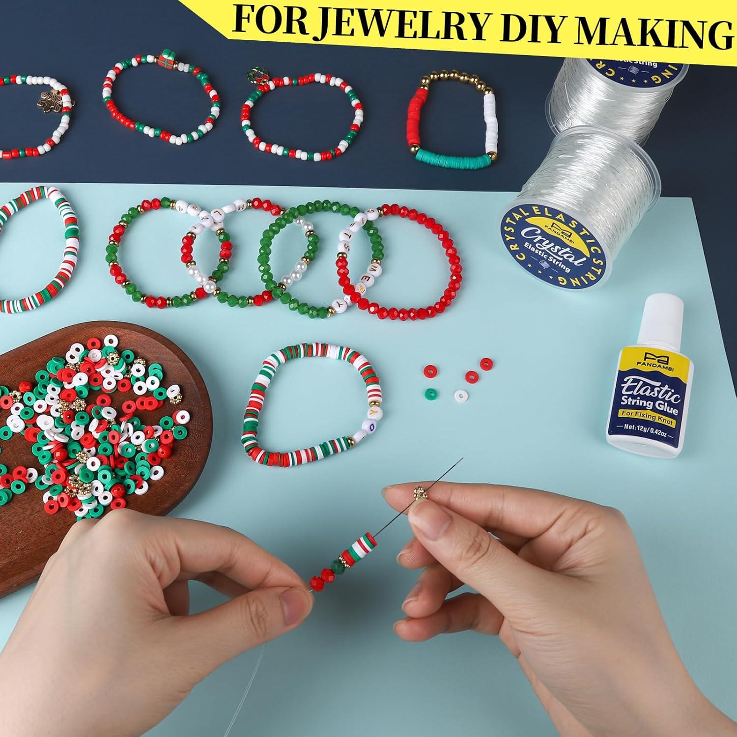 Kit de Hilo Elástico FANDAMEI 1mm y 0.8mm con Pegamento y Agujas