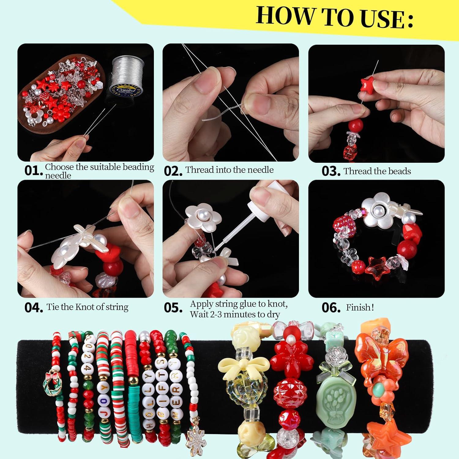 Kit de Hilo Elástico FANDAMEI 1mm y 0.8mm con Pegamento y Agujas