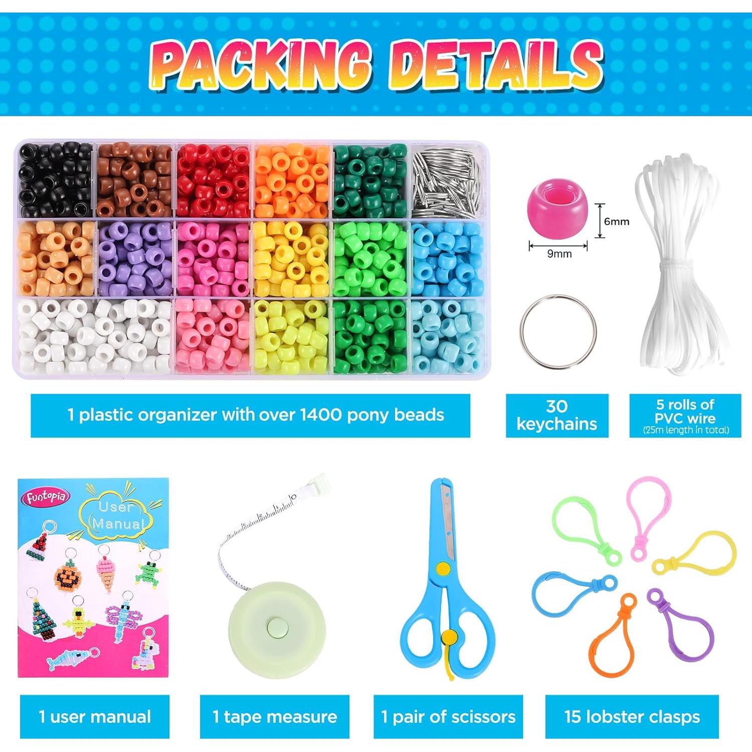 Kit de Manualidades Funtopia - 1500 Perlas de Pony y 30 Diseños