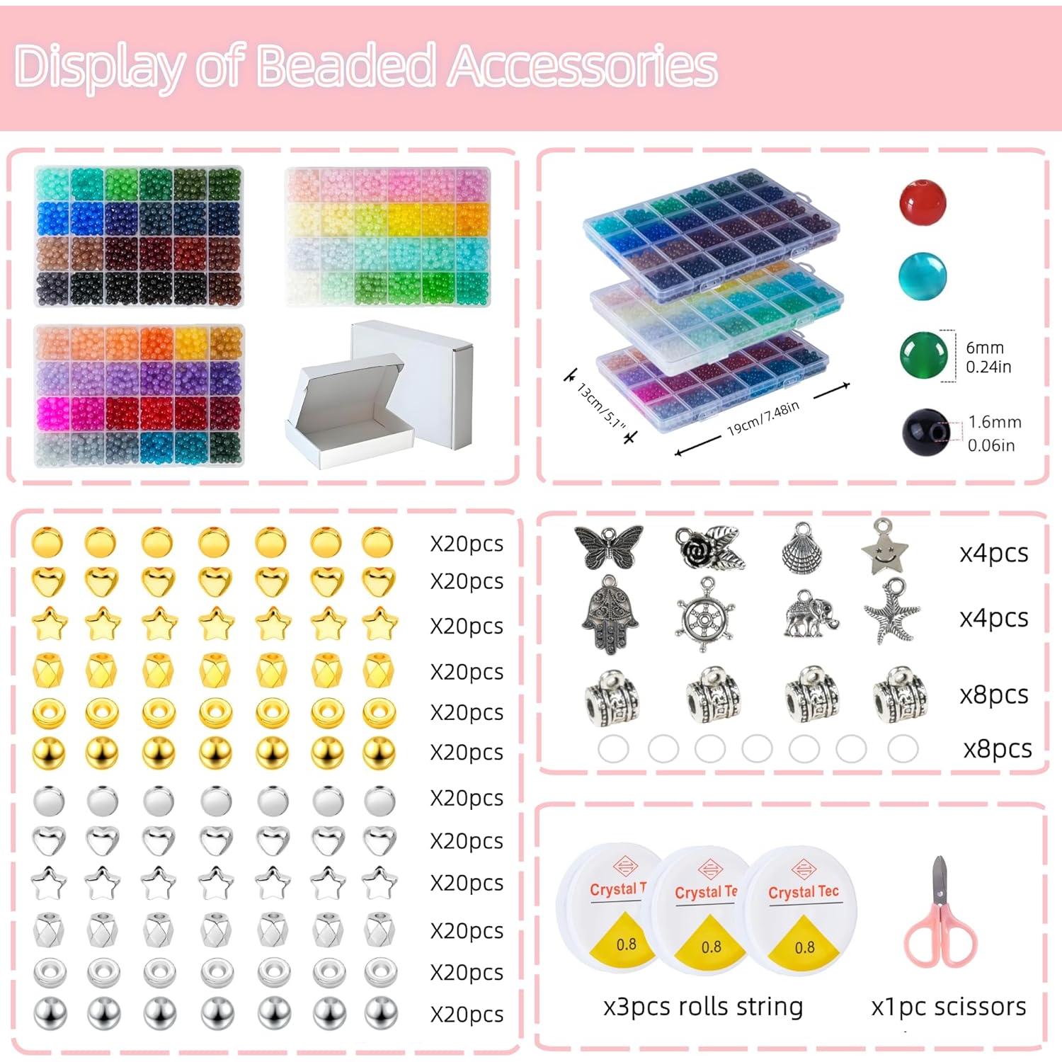 Kit de Perlas de Vidrio 6mm REVKI 3000 Piezas Multicolor